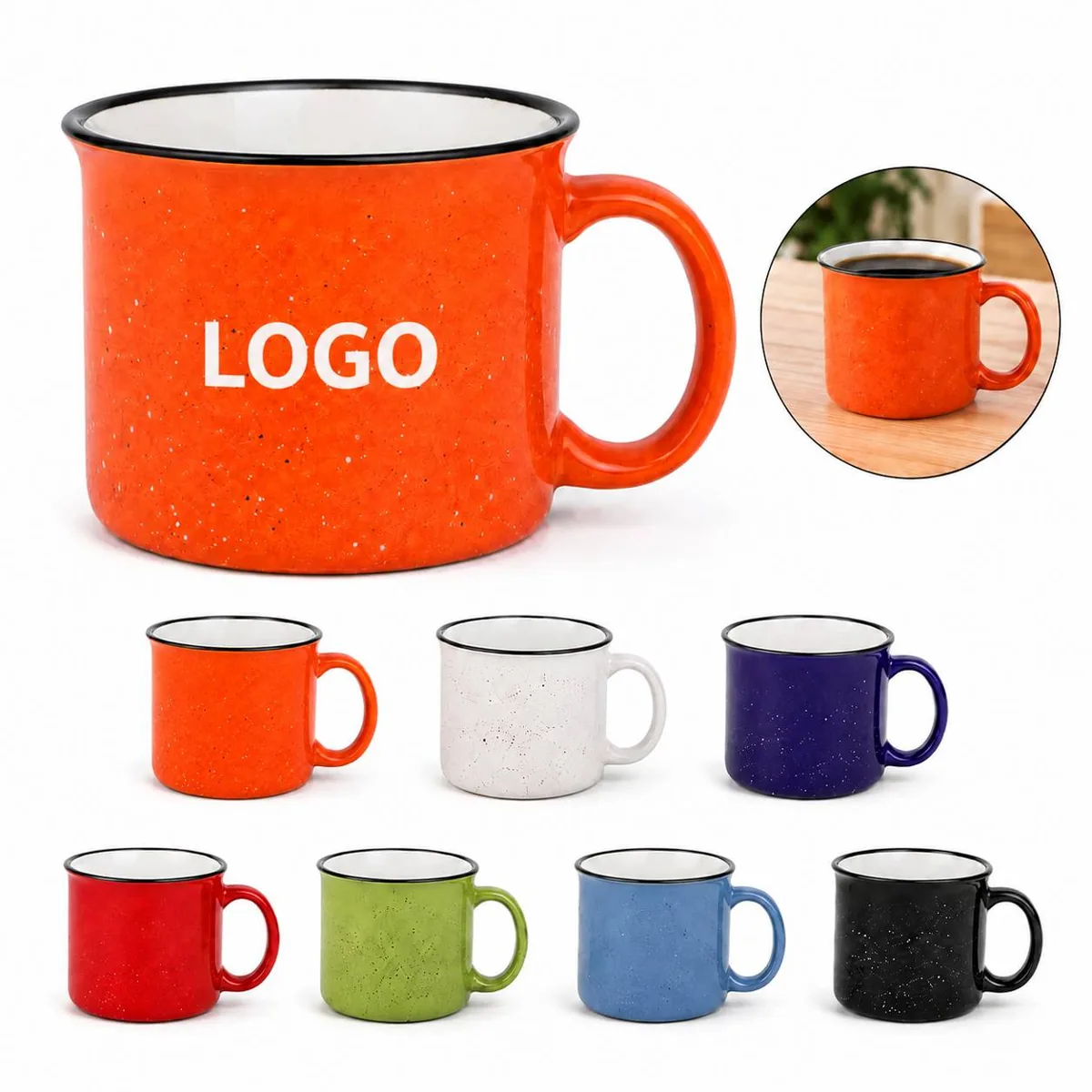16 oz Speckled Ceramic Camping Mug, Microwave & Dishwasher