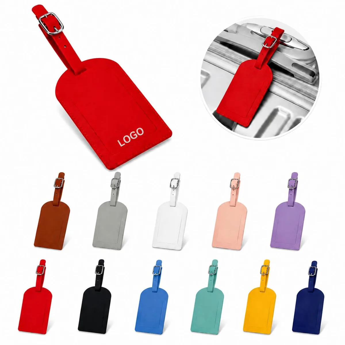 Durable PU Luggage Tag with transparent ID panel for Travel
