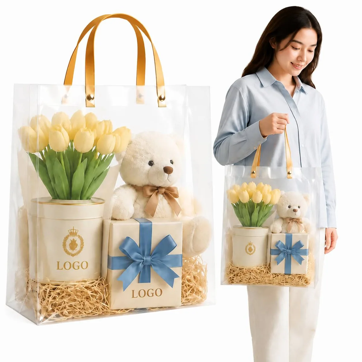 Clear PP Tote Bag with Cotton Rope Straps
