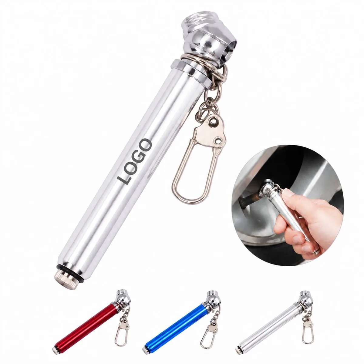 Aluminum Mini Tire Gauge Keychain with Accurate Pressure