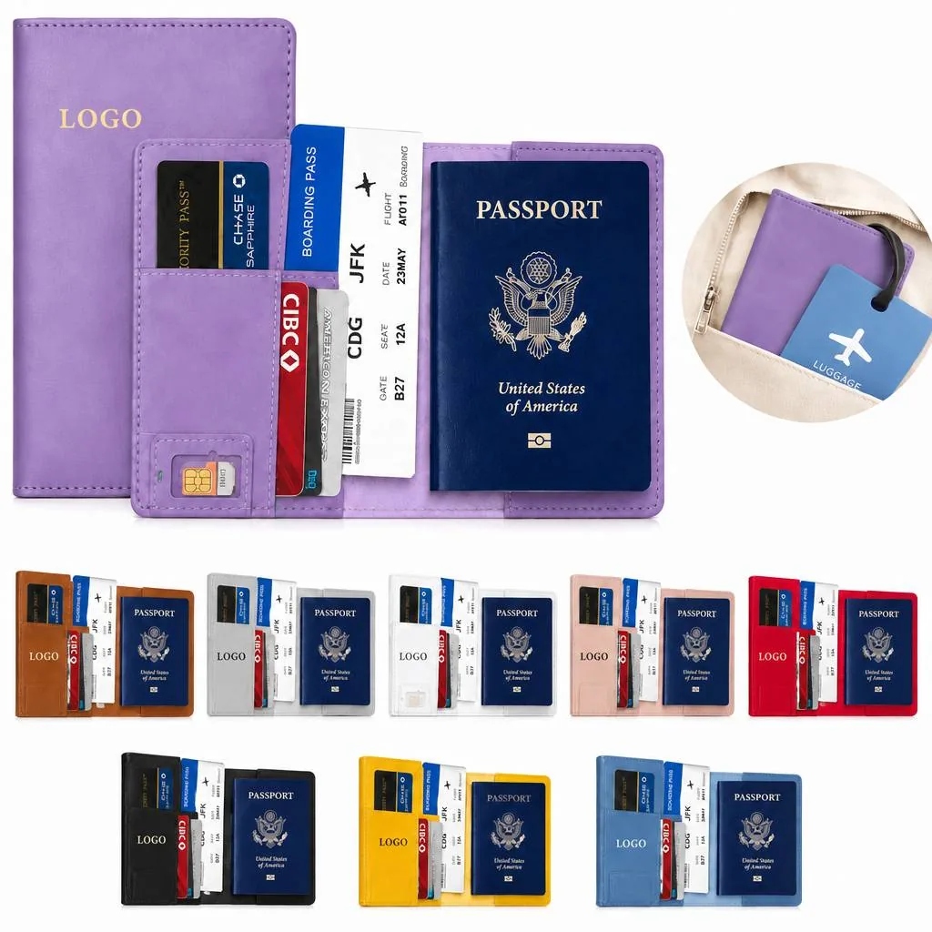 PU Leather Travel Passport Holder with Multiple Slots