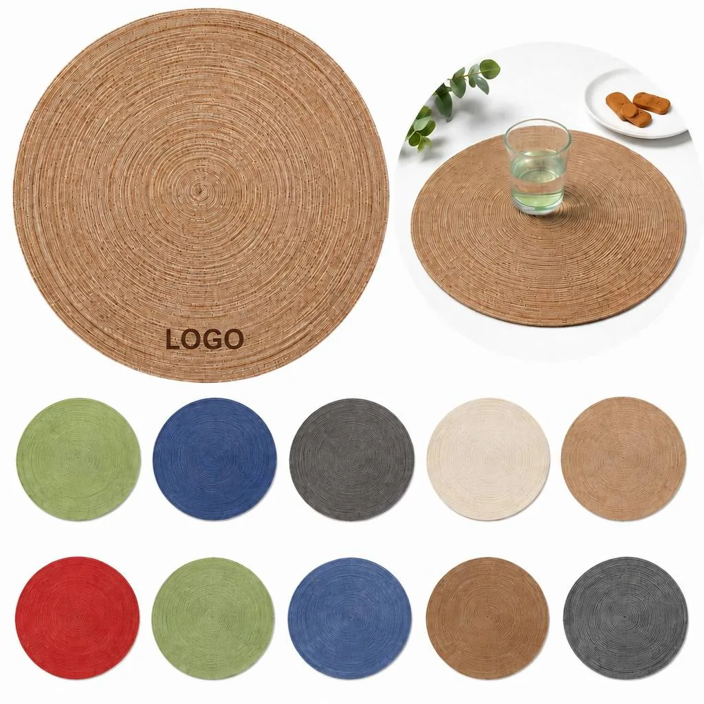 Round Woven Placemat, Natural Fiber Heat-Resistant Table