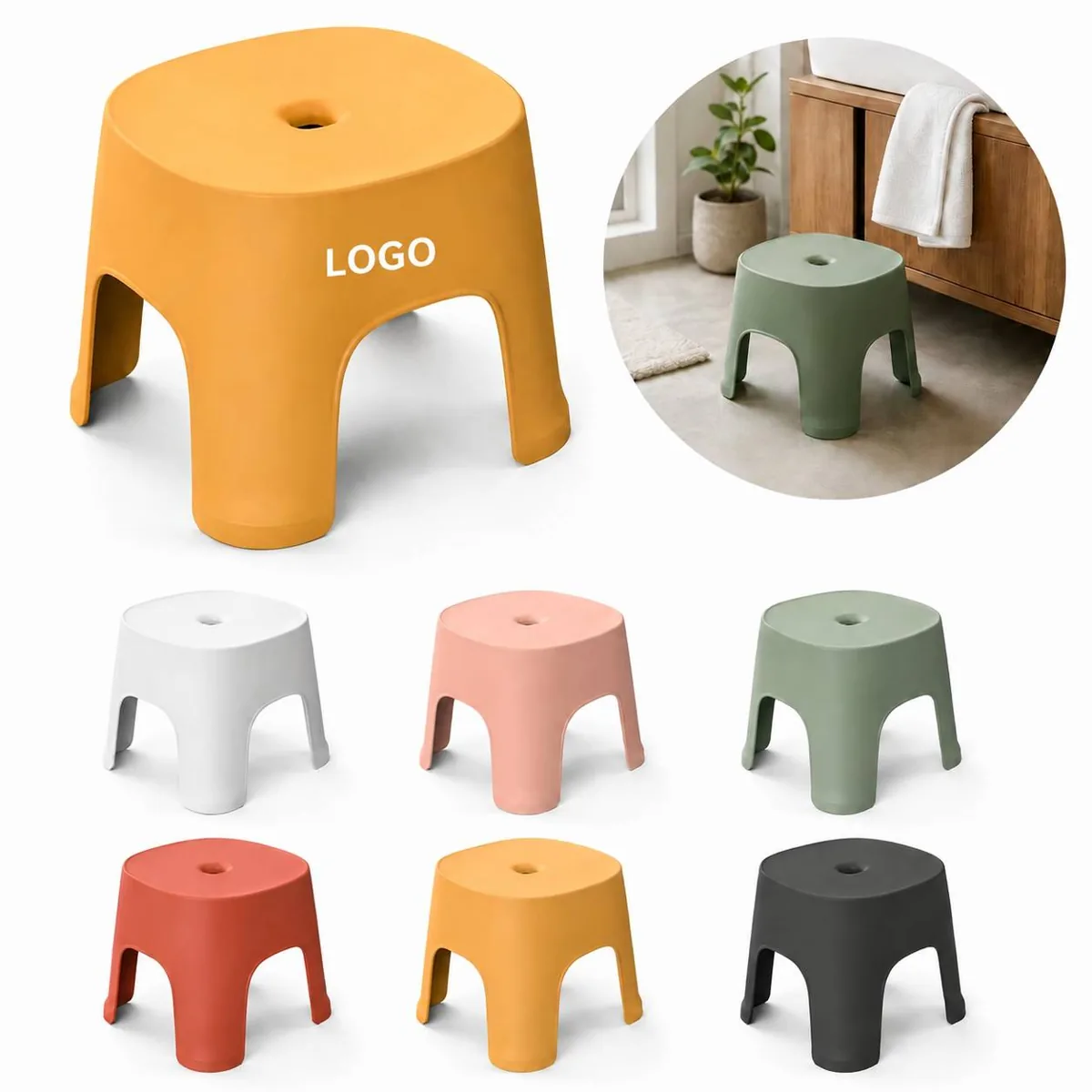 Non-Slip Plastic Step Stool for Home, Kitchen & Bathroom Use
