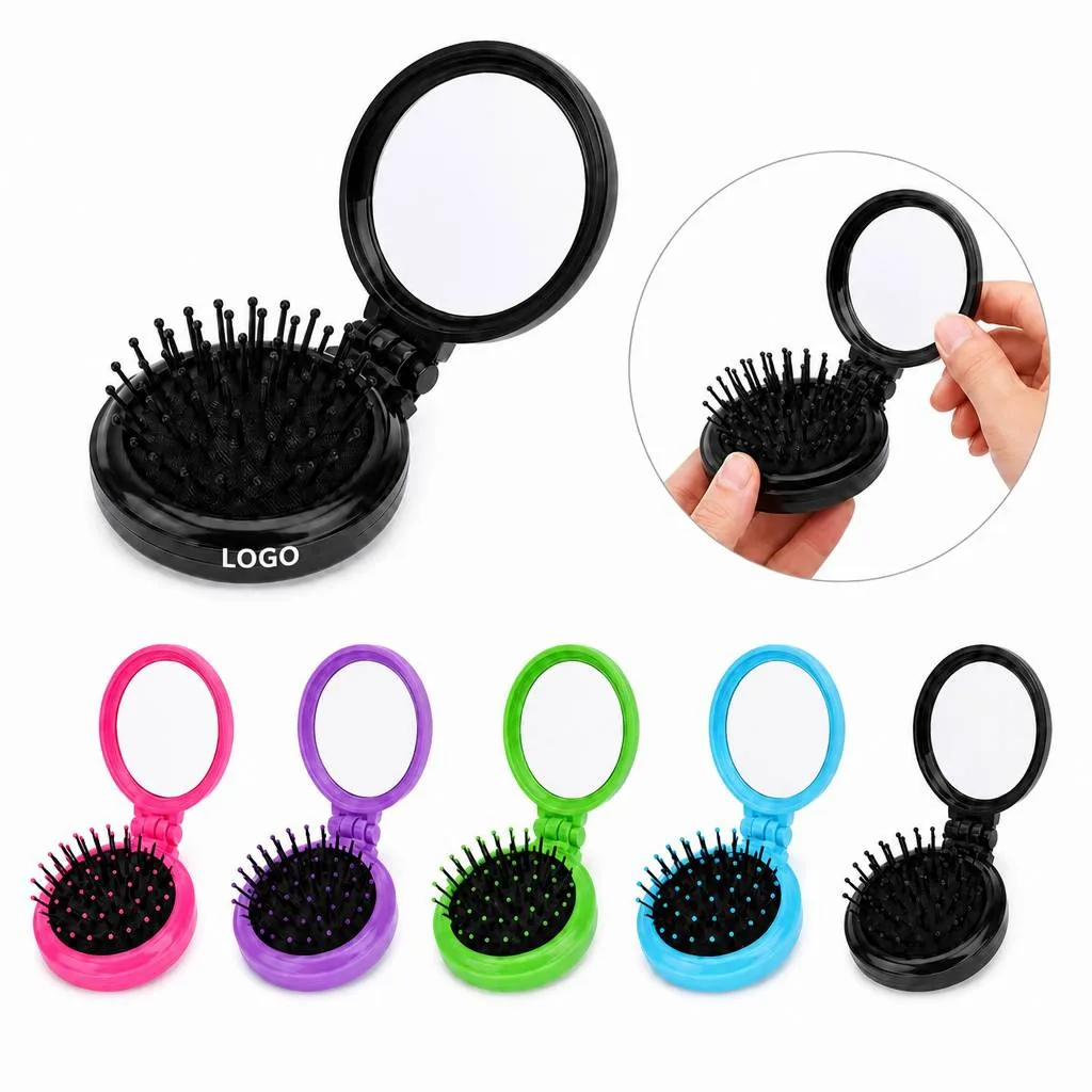 Compact Folding Comb with Mirror, Portable Travel Grooming