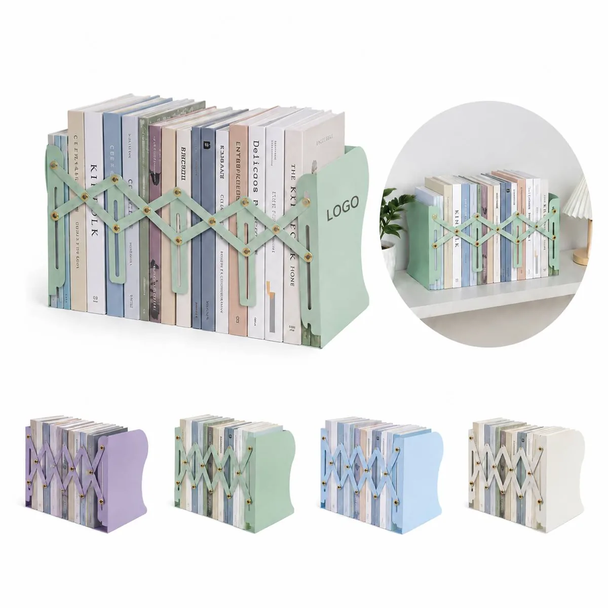 Heavy-Duty Adjustable Bookends for Shelves, Non-Slip Metal