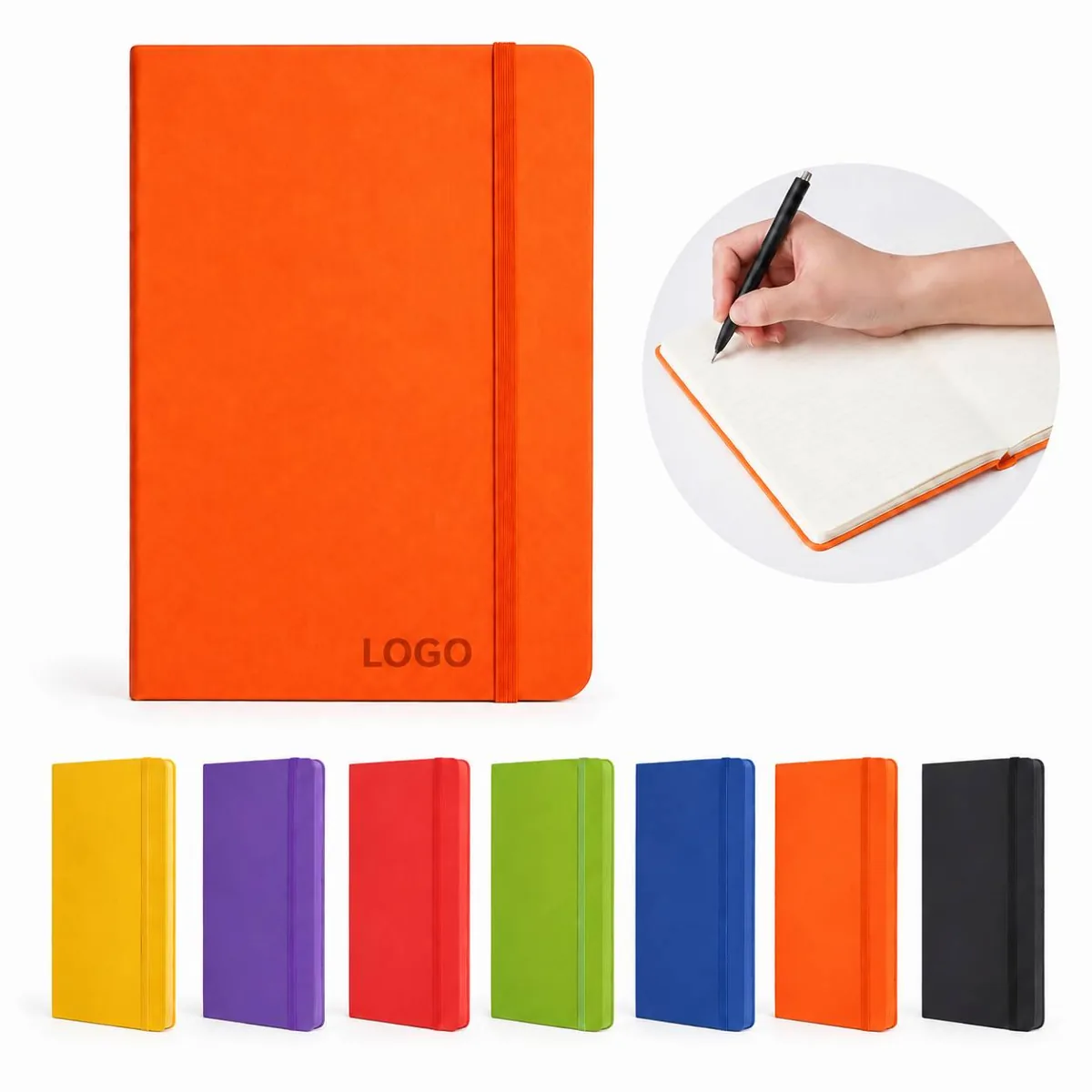 A5 PU Leather Notebook with Elastic Band Closure