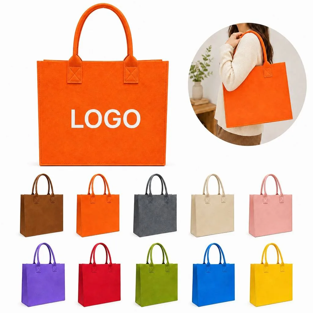 Soft Felt Shopper Tote Bag with Reinforced Handles