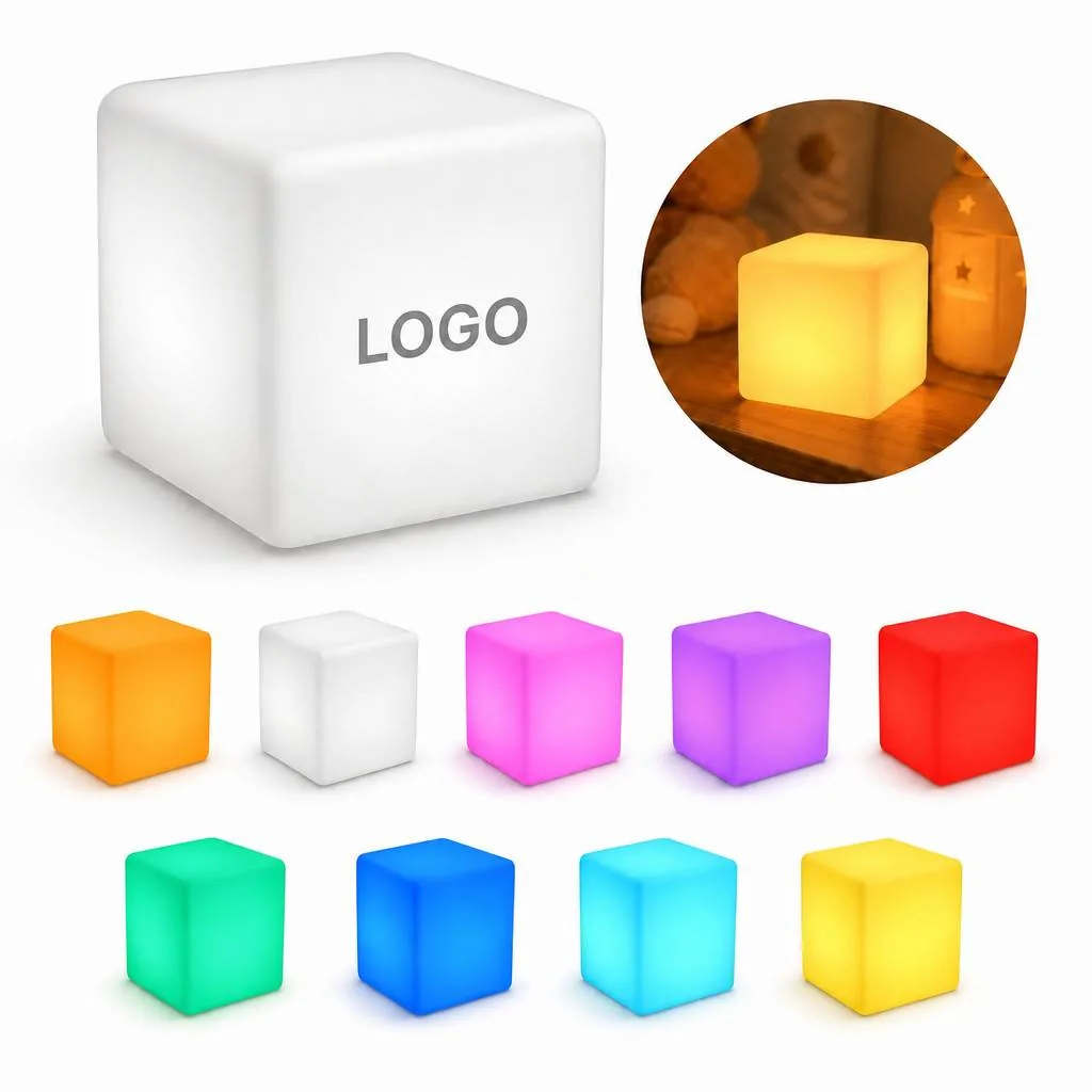 Rechargeable Square LED Night Light with 16 Colors, USB