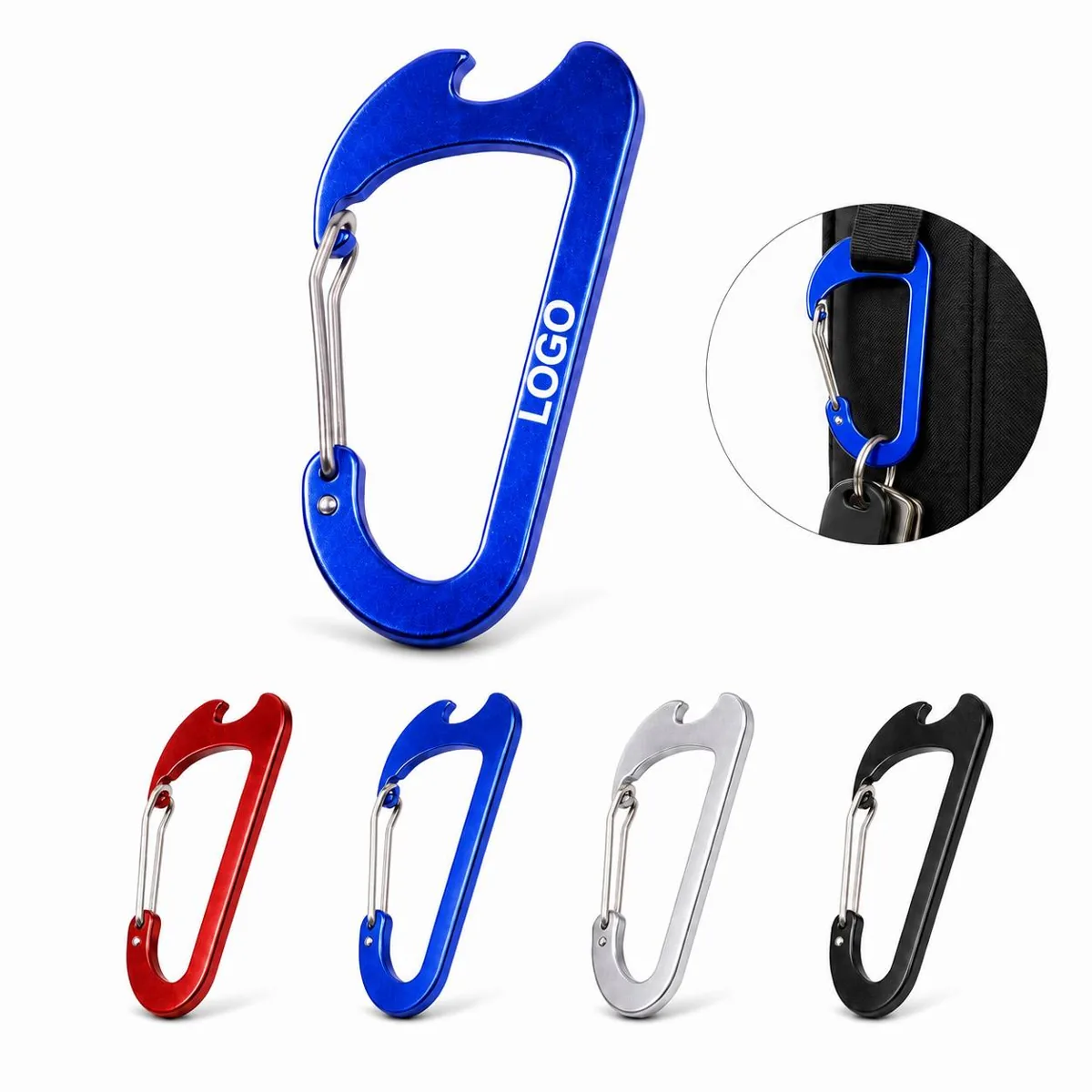 Aluminum Carabiner Bottle Opener with Clip for Keychain