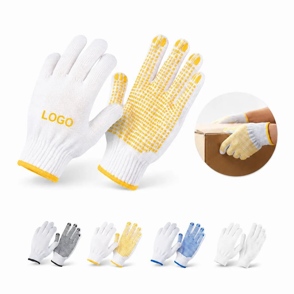Anti-Slip Knitted PVC Dots Work Gloves for Grip