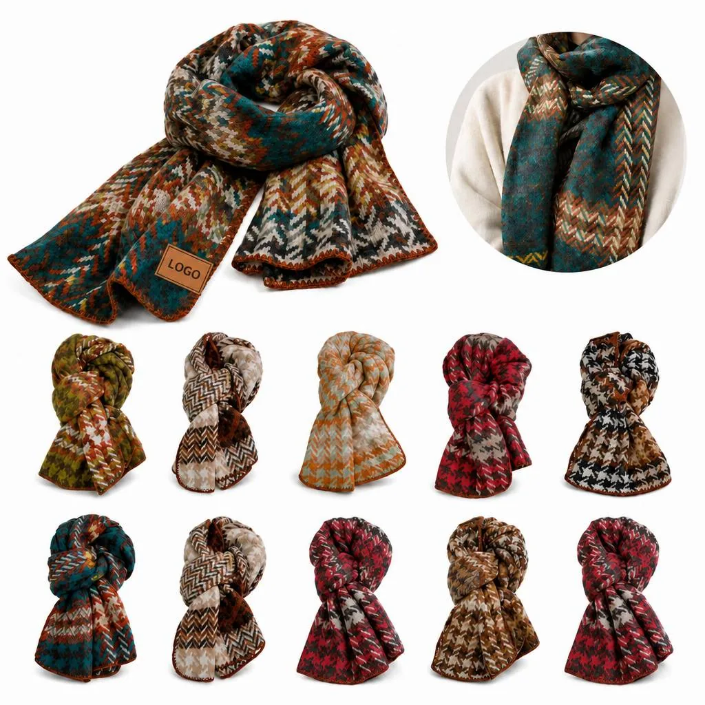 Faux Cashmere Plaid Scarf Multi-Color Lightweight Winter