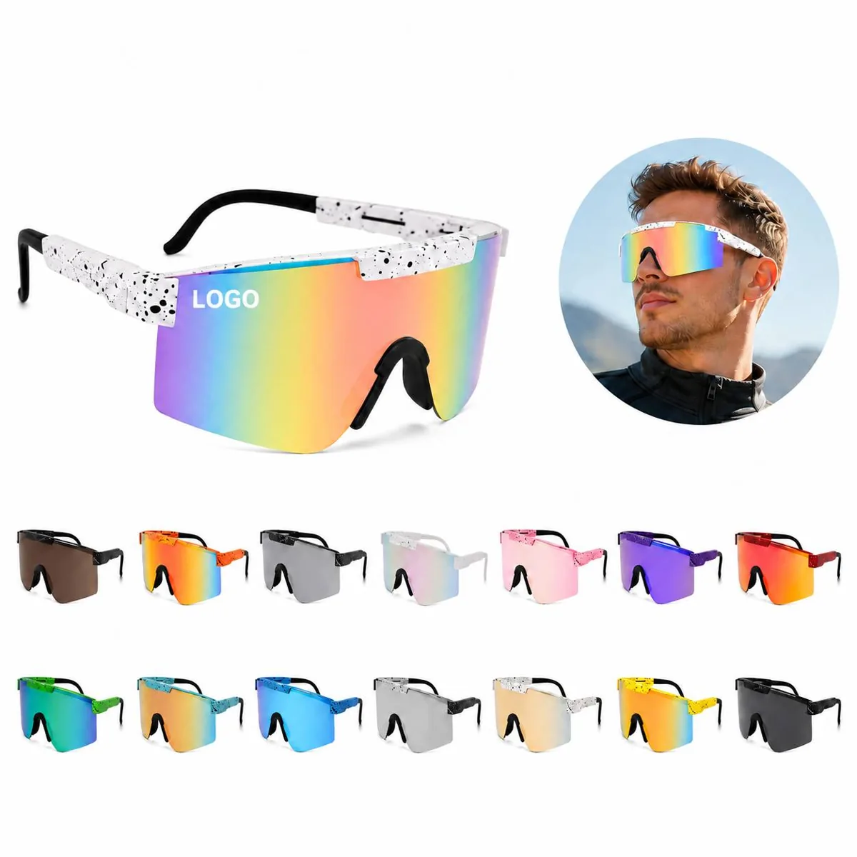 UV400 Oversized Wraparound Sunglasses for Cycling Sports