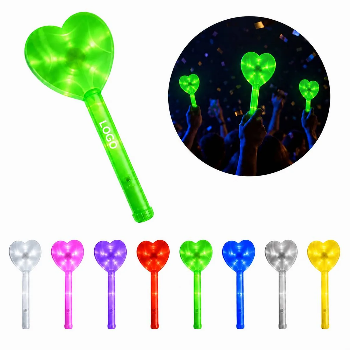 Multicolor LED Heart Glow Stick for Concerts Parties