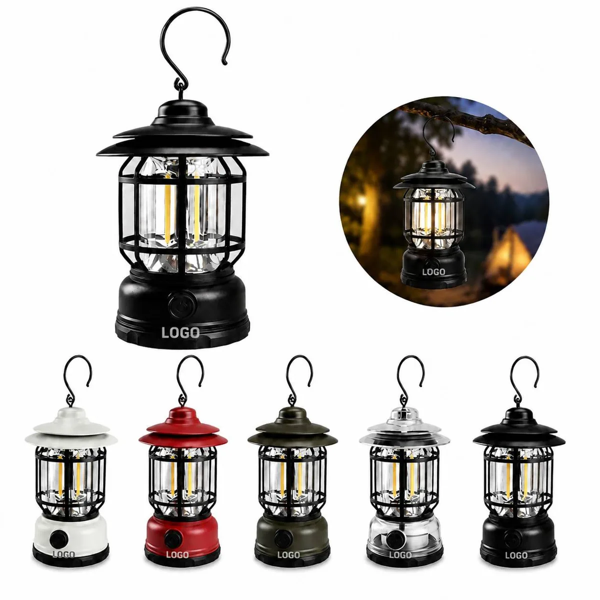Retro Stepless Dimming Camping Lantern, Weather-Resistant