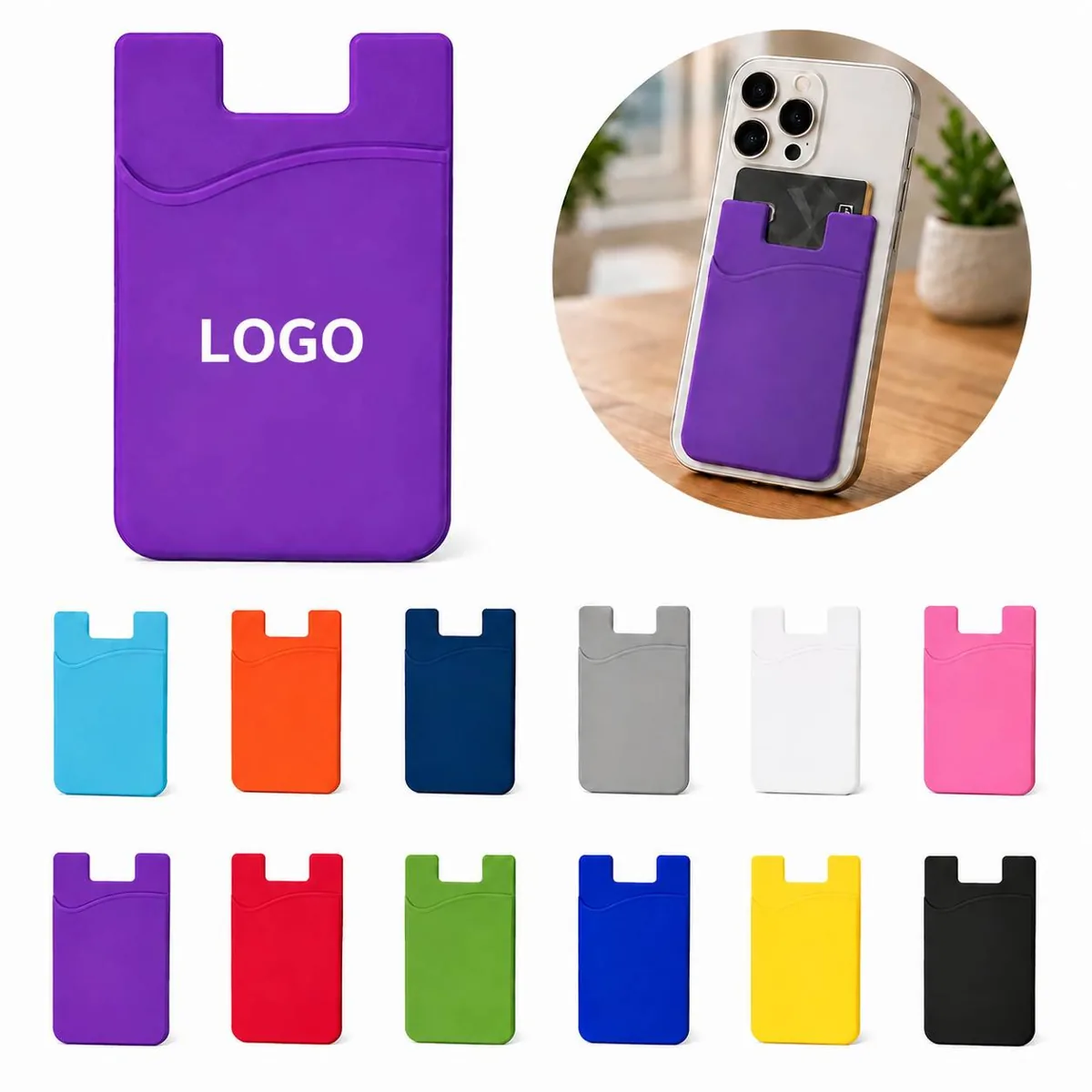 Waterproof Silicone Card Holder for Phone Back, Slim