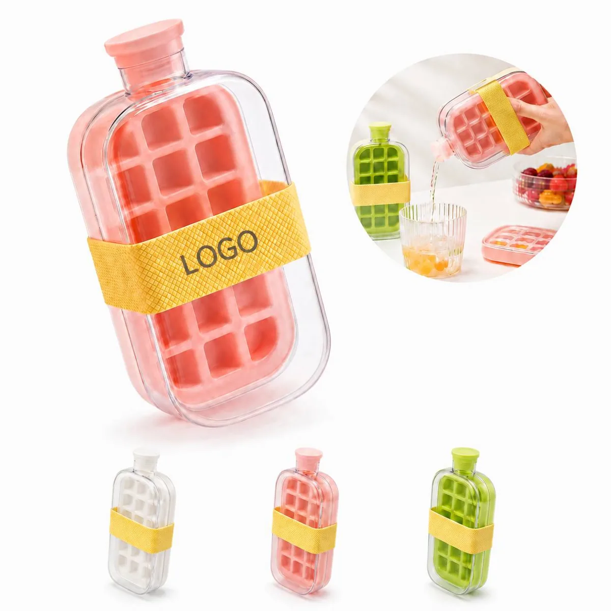 Zero-Contact Ice Cube Water Bottle 27oz Leak-Proof