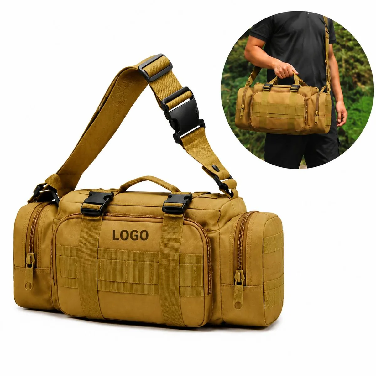 MOLLE Waterproof Crossbody Sling Bag for Travel and Outdoor