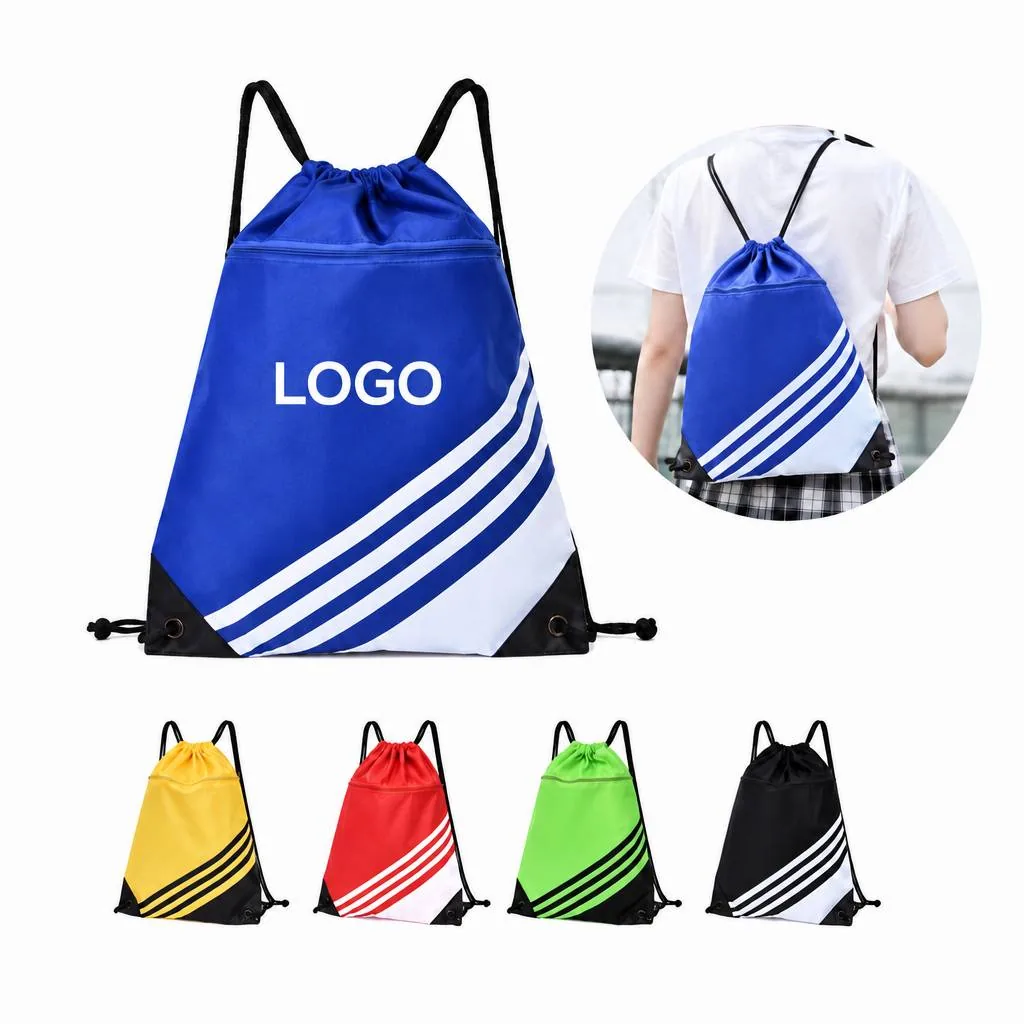 Waterproof Oxford Drawstring Bag with Zipper Pocket