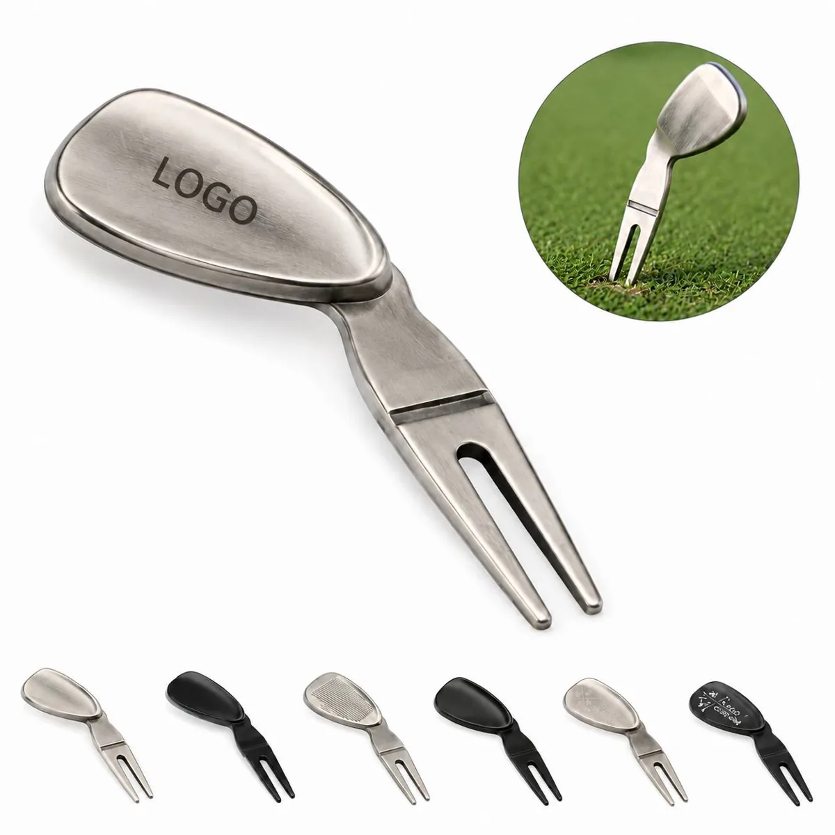 Golf Club Shape Divot Tool with Durable Metal Fork for Everyday Use