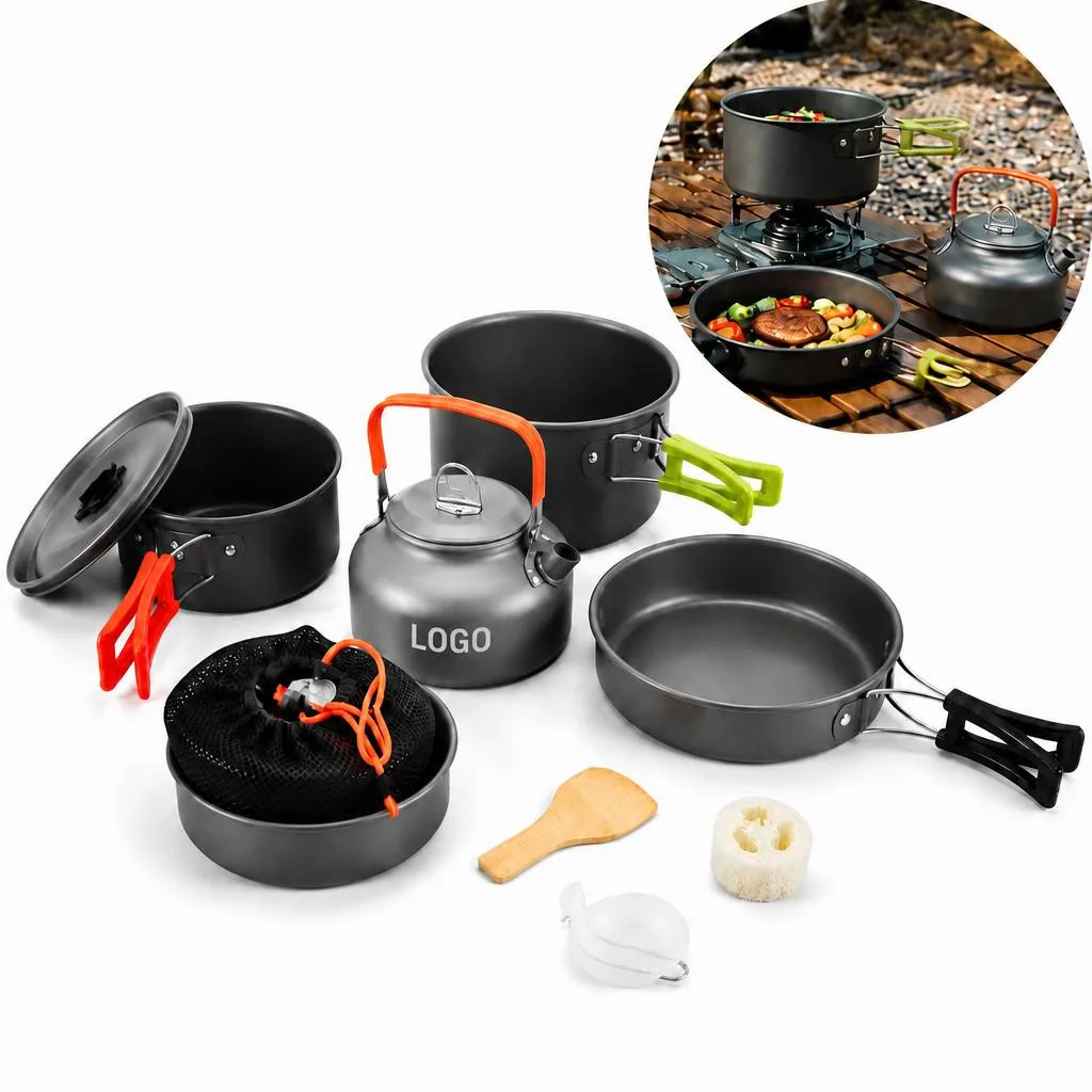 Hard-Anodized 3-Piece Camping Cook Set with Foldable Handles