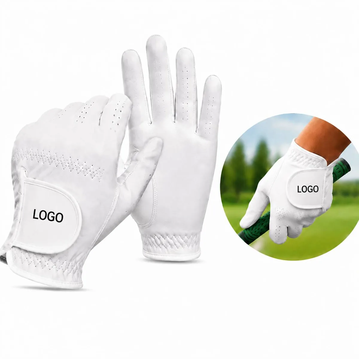 Perforated Sheepskin Golf Gloves for Breathable Grip