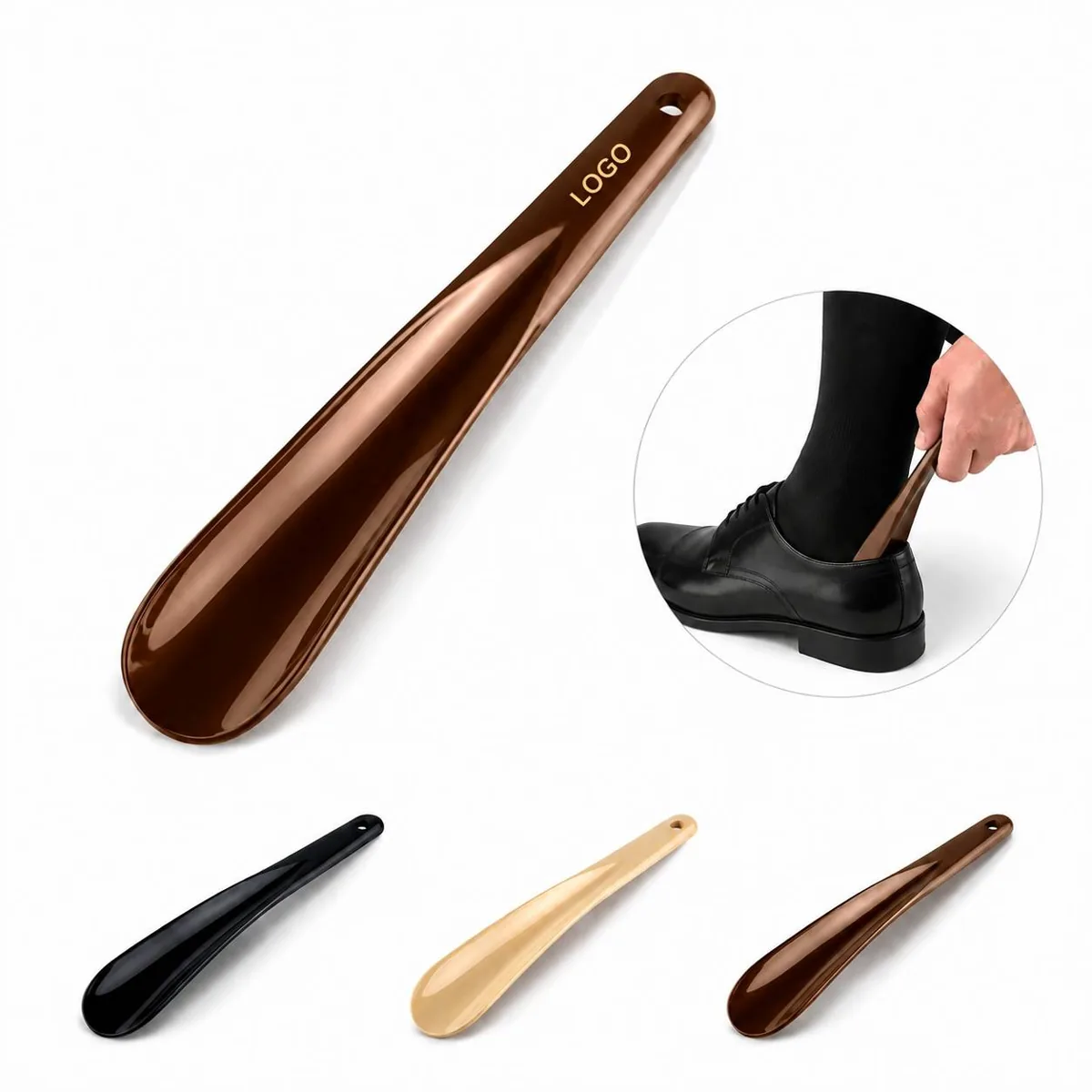 Portable Plastic Shoe Horn with Ergonomic Handle