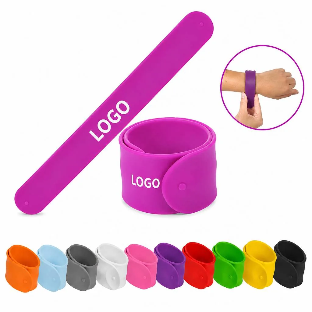 Flexible Silicone Slap Bracelet for Wrist, Solid Color