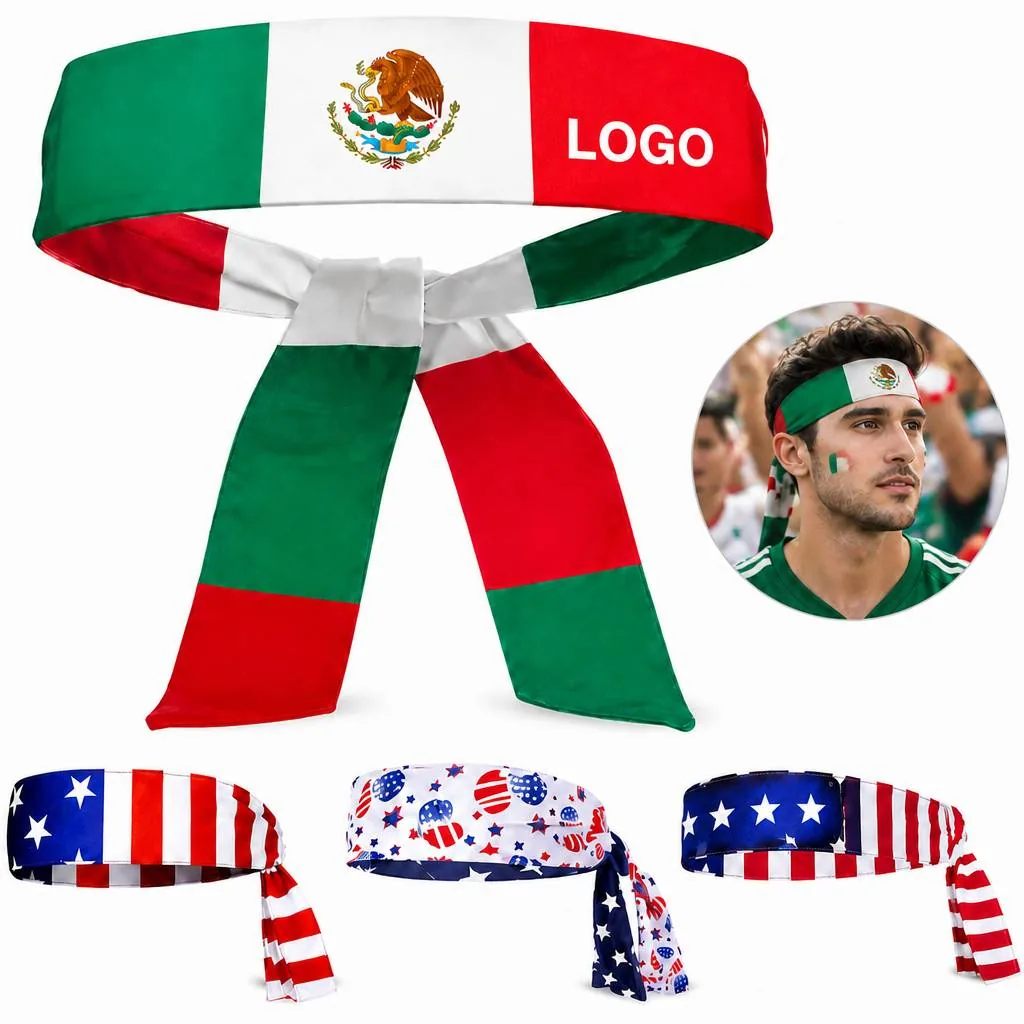 Custom Country Flag Tie Headband, Breathable Stretchy Sports