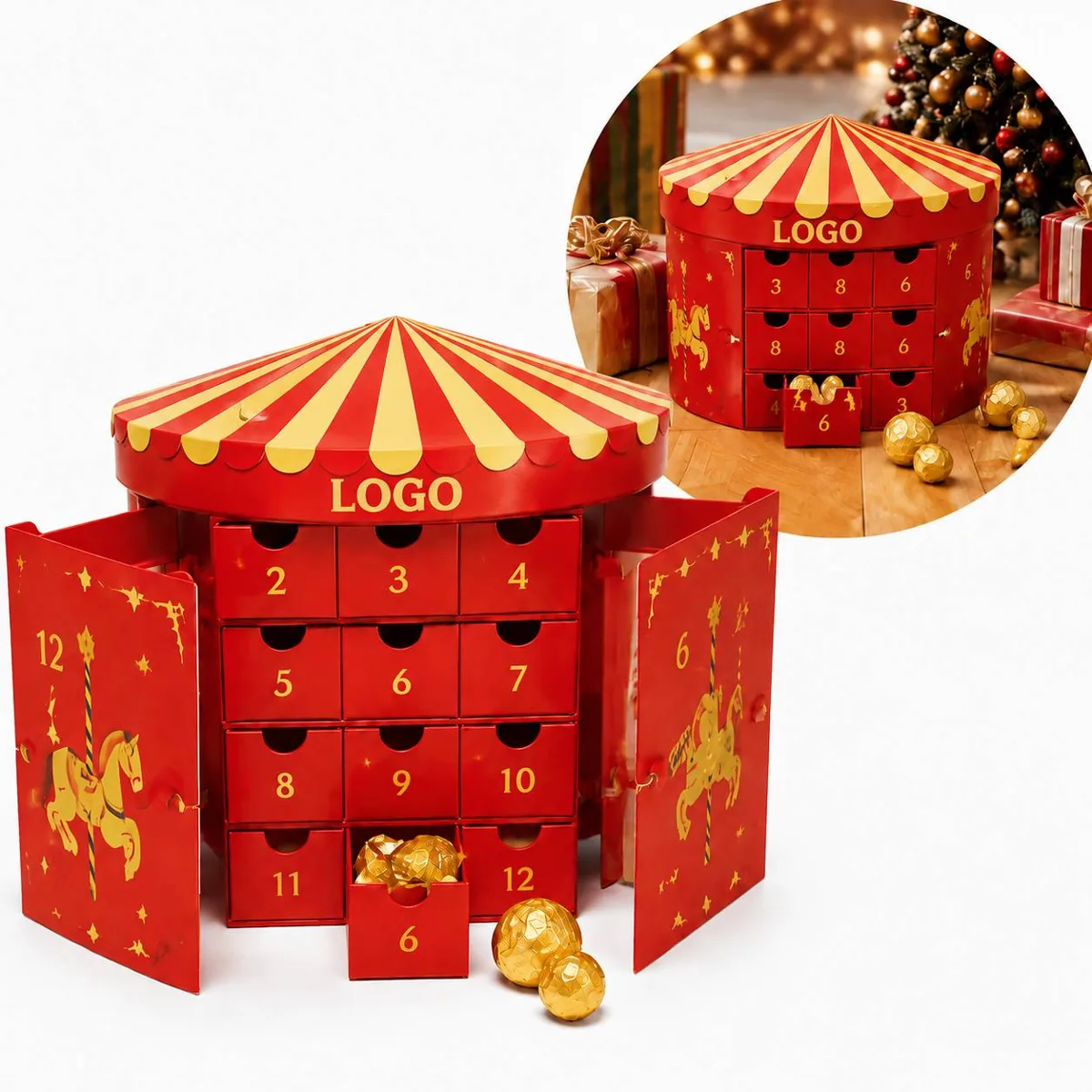 Customizable 24-Day Advent Calendar Box for Holiday Gifting