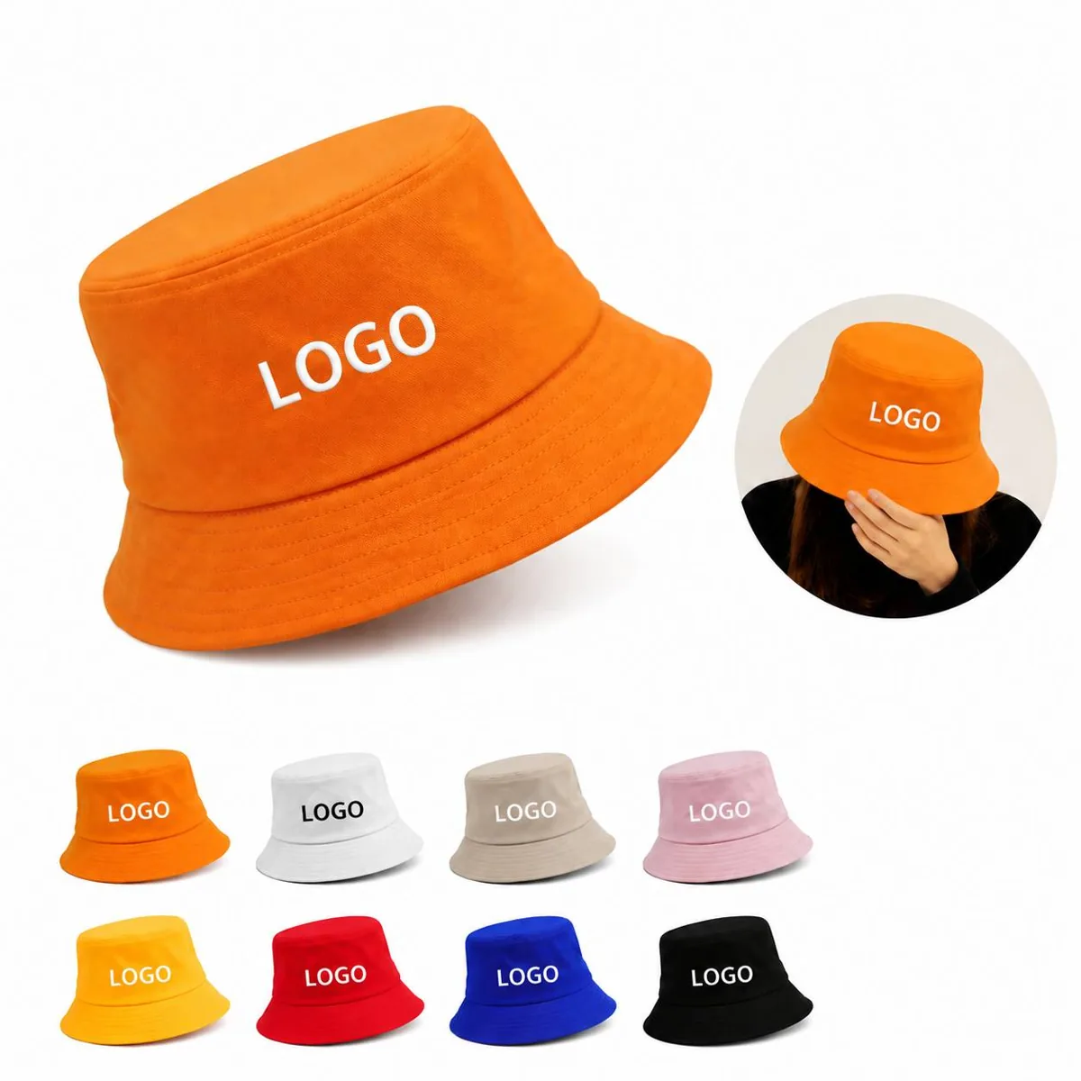 UPF 50+ Cotton Bucket Hat with Wide Brim