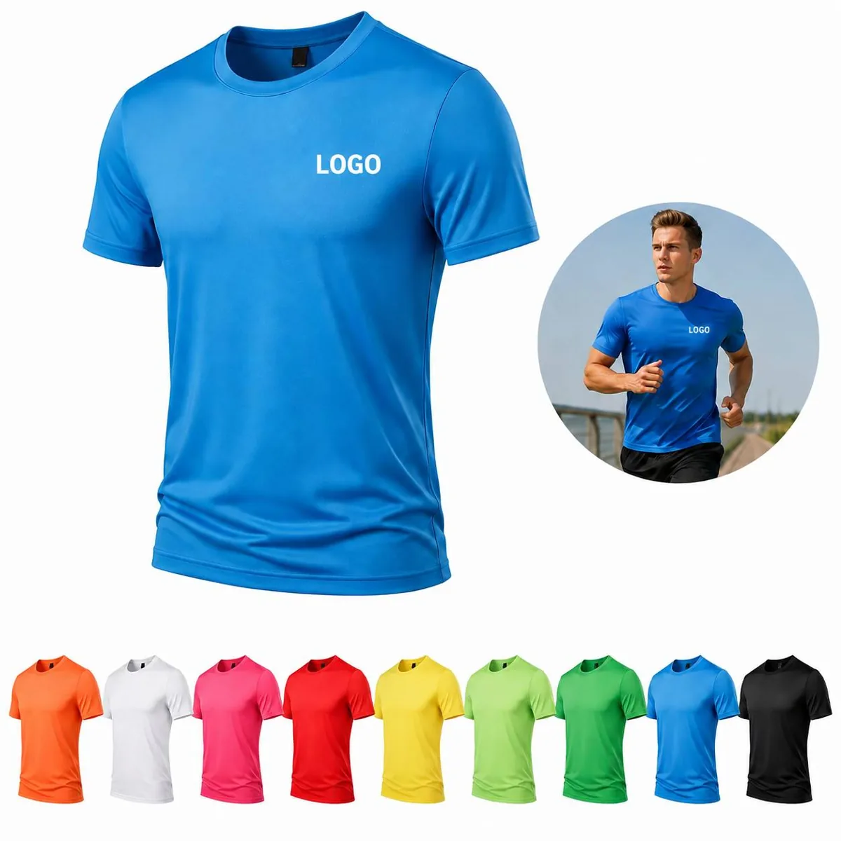 Candy Colored Crew Neck T-Shirt with Sweat-Wicking Fabric