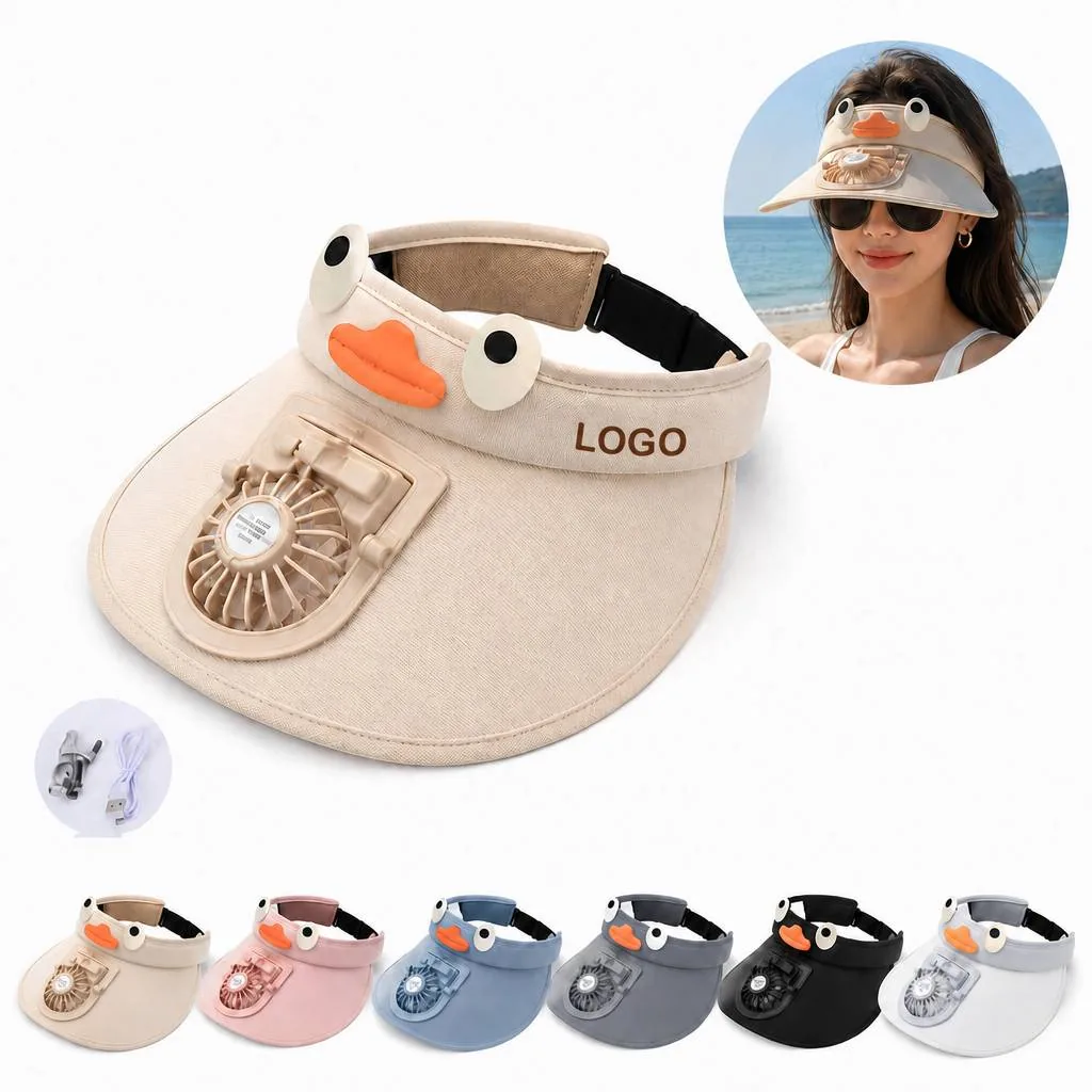 Kids Cartoon Fan Cap with Battery-Powered Cooling Breeze