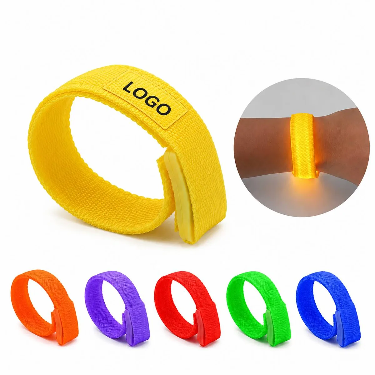 LED Light Bracelet Nylon Glow Band for Night Safety