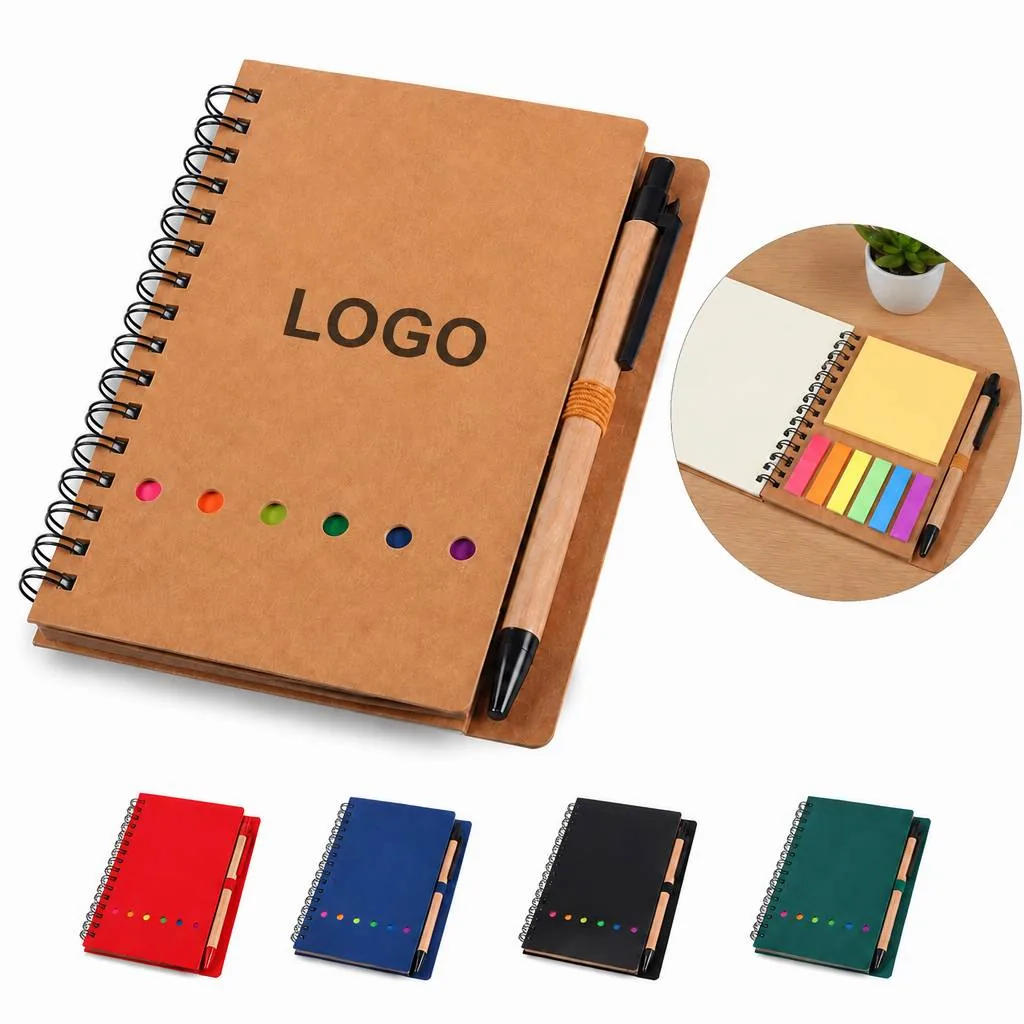 Spiral Kraft Paper Sticky Notes Notebook, Repositionable