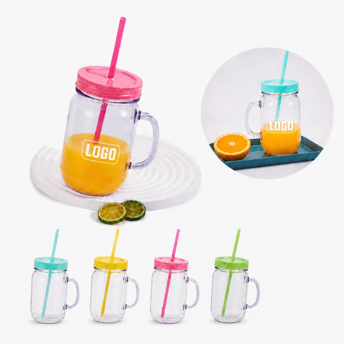 BPA-Free Double Wall 17oz Handled Drinking Jar with Added Functionality