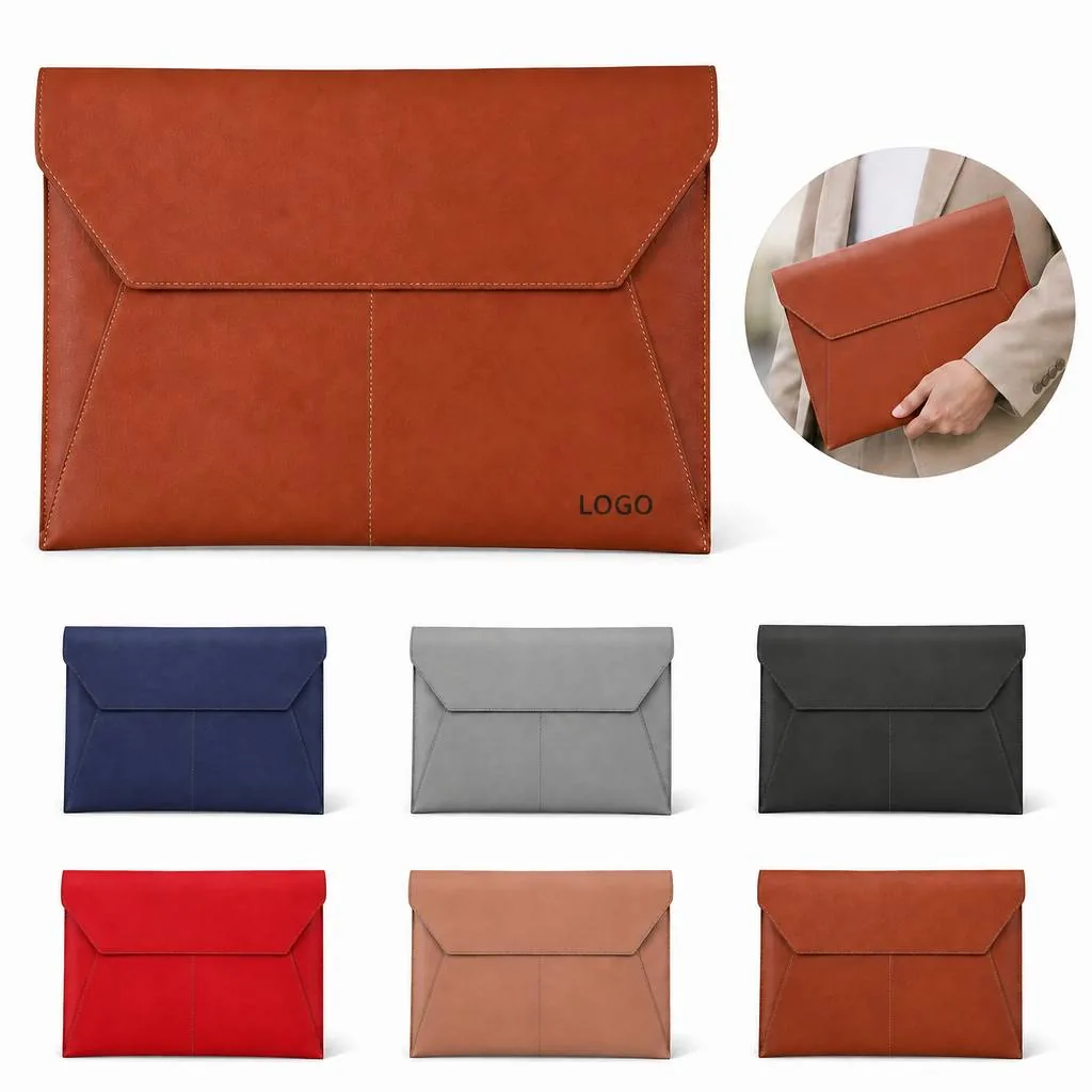 PU Leather Snap Button Business Document Bag with Multiple