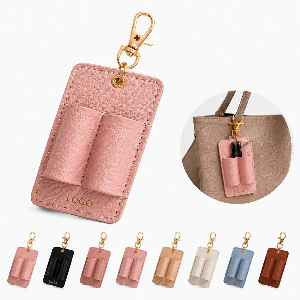 Multifunctional Leather Pen & Glasses Holder with Keychain