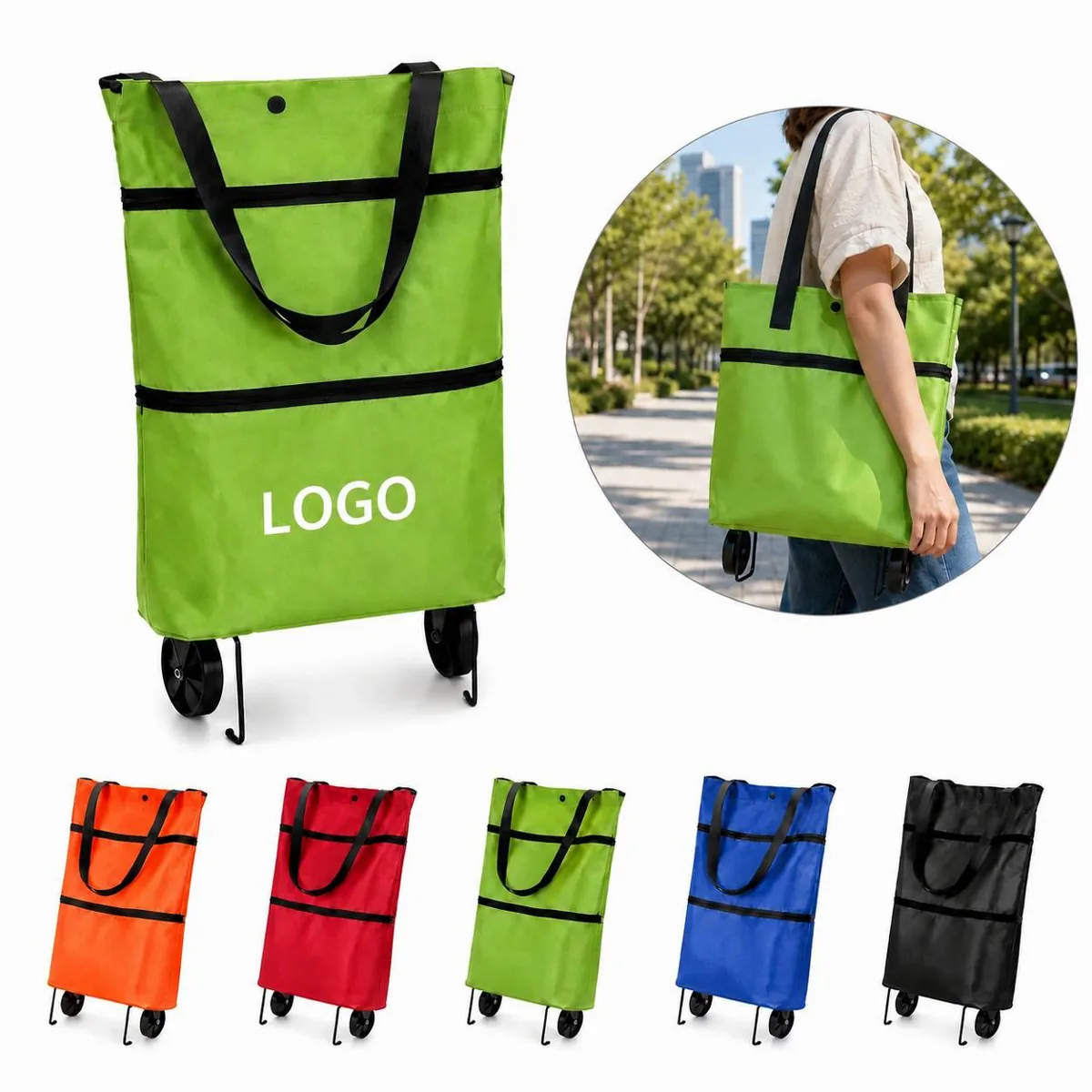 Foldable Wheeled Shopping Cart with Sturdy Wheels for Easy