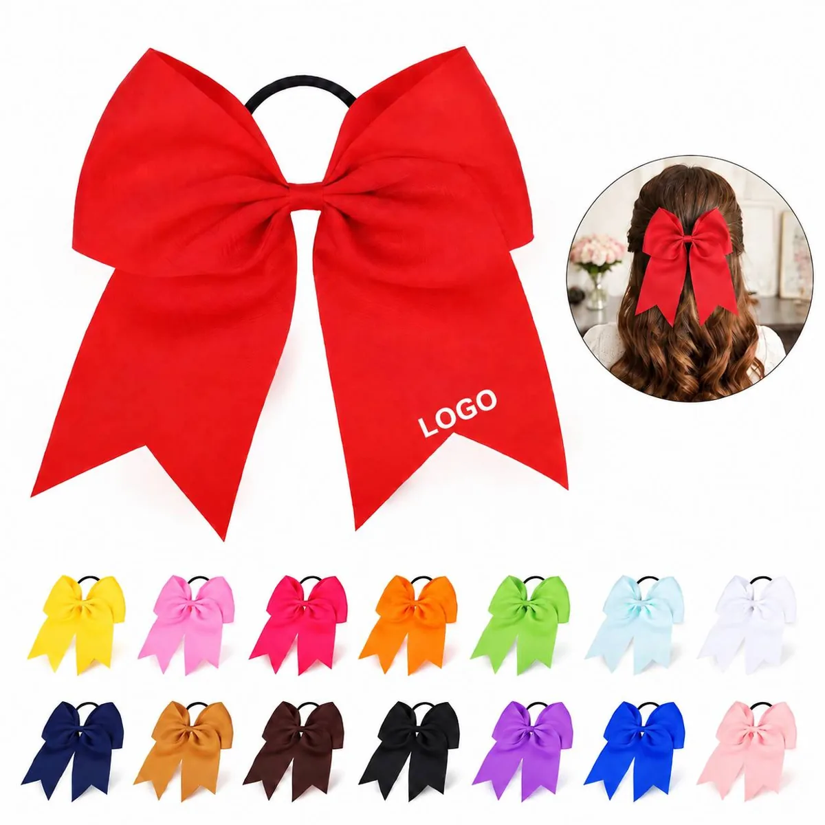Girls Large Cheer Hair Bows with Vibrant Layered Design