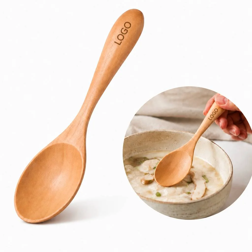 Natural Bamboo Round Handle Spoon for Cooking and Serving