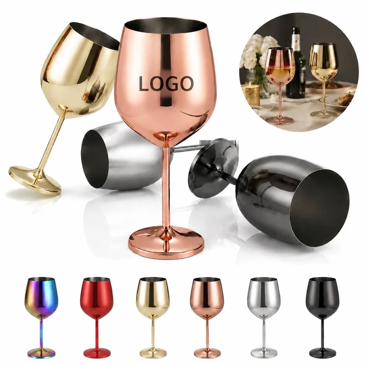 18oz Shatterproof Stainless Steel Goblet, Tall Reusable