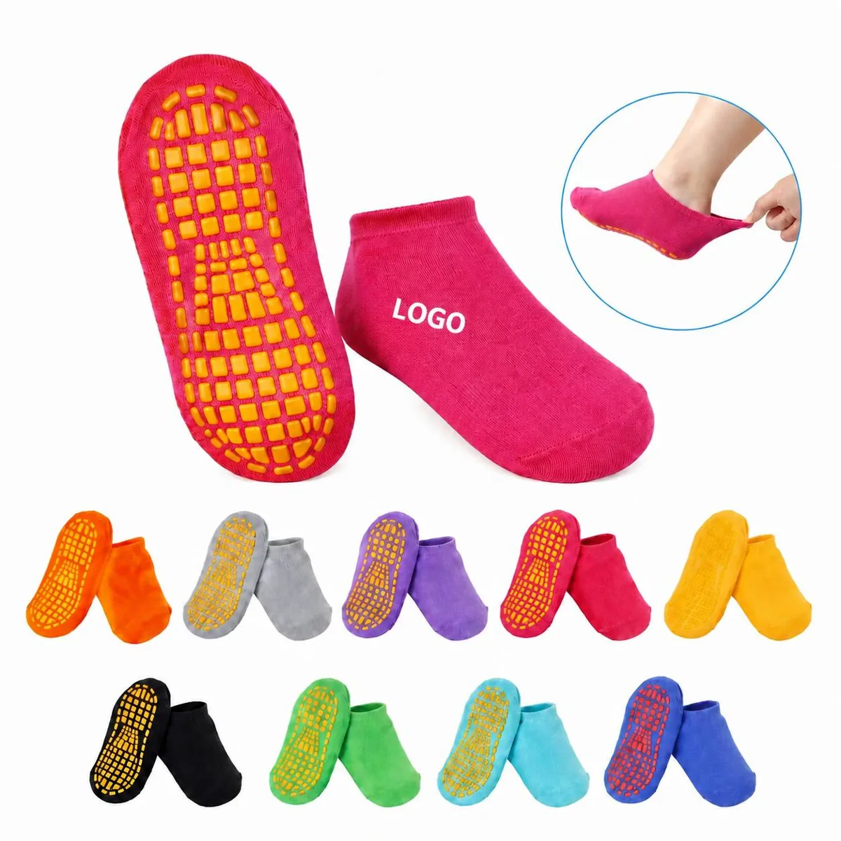 Anti-Slip Grip Yoga Pilates Socks for Trampoline Safety