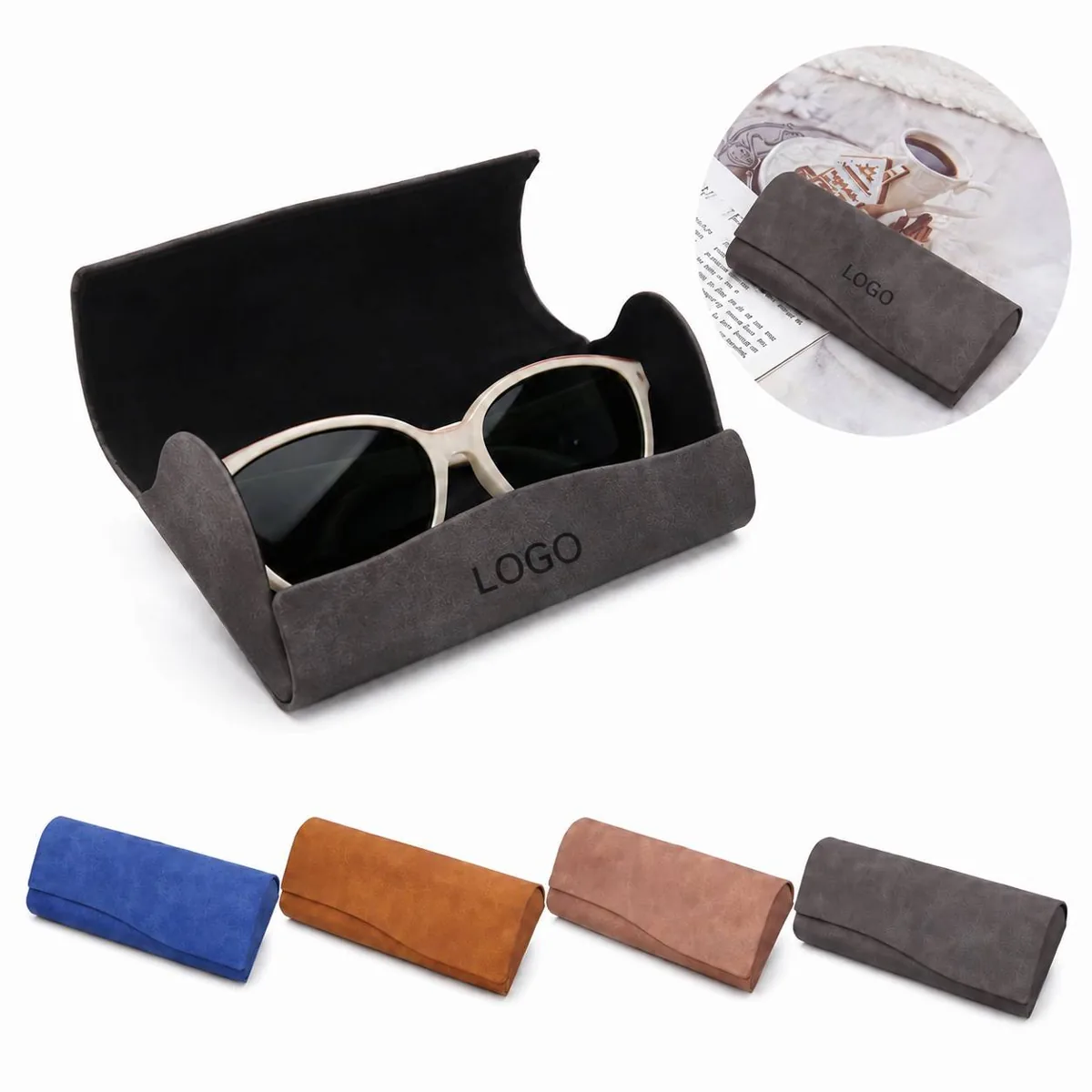 PU Leather Hard Glasses Case, Scratch-Proof Eyewear Storage