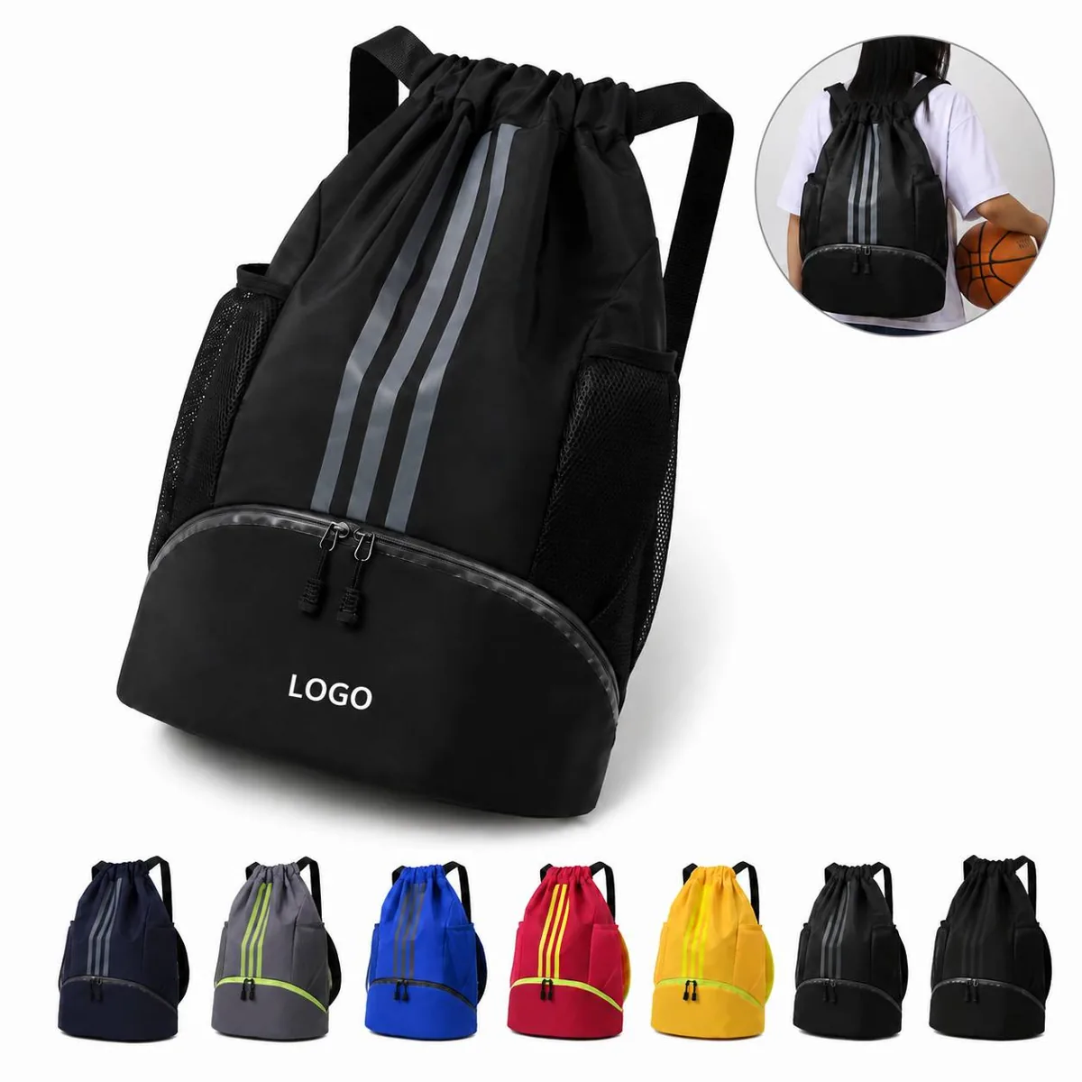 Large Sports Basketball Backpack with Wrapped Pocket Storage