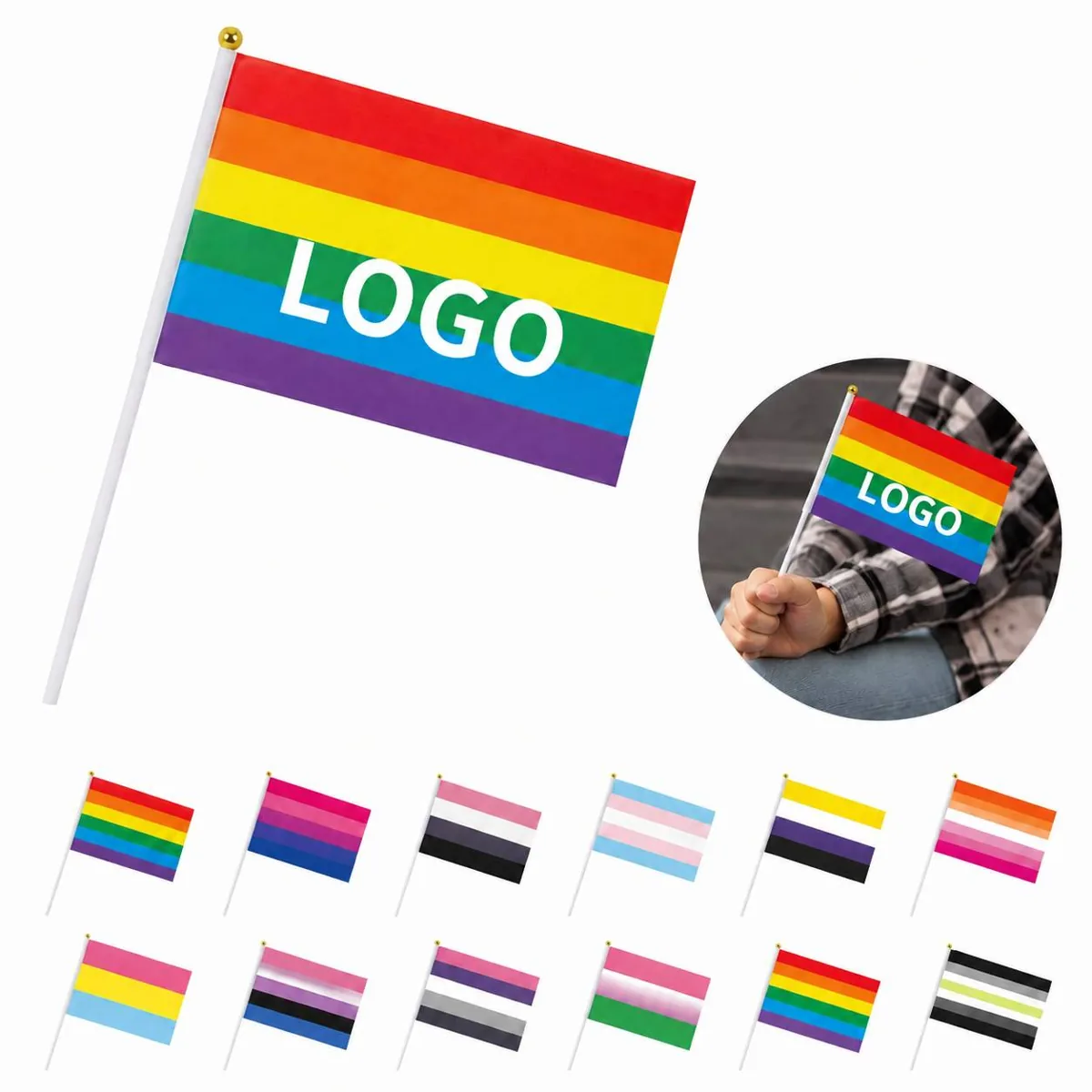 Durable Rainbow Handheld Flags for Parades & Pride Events