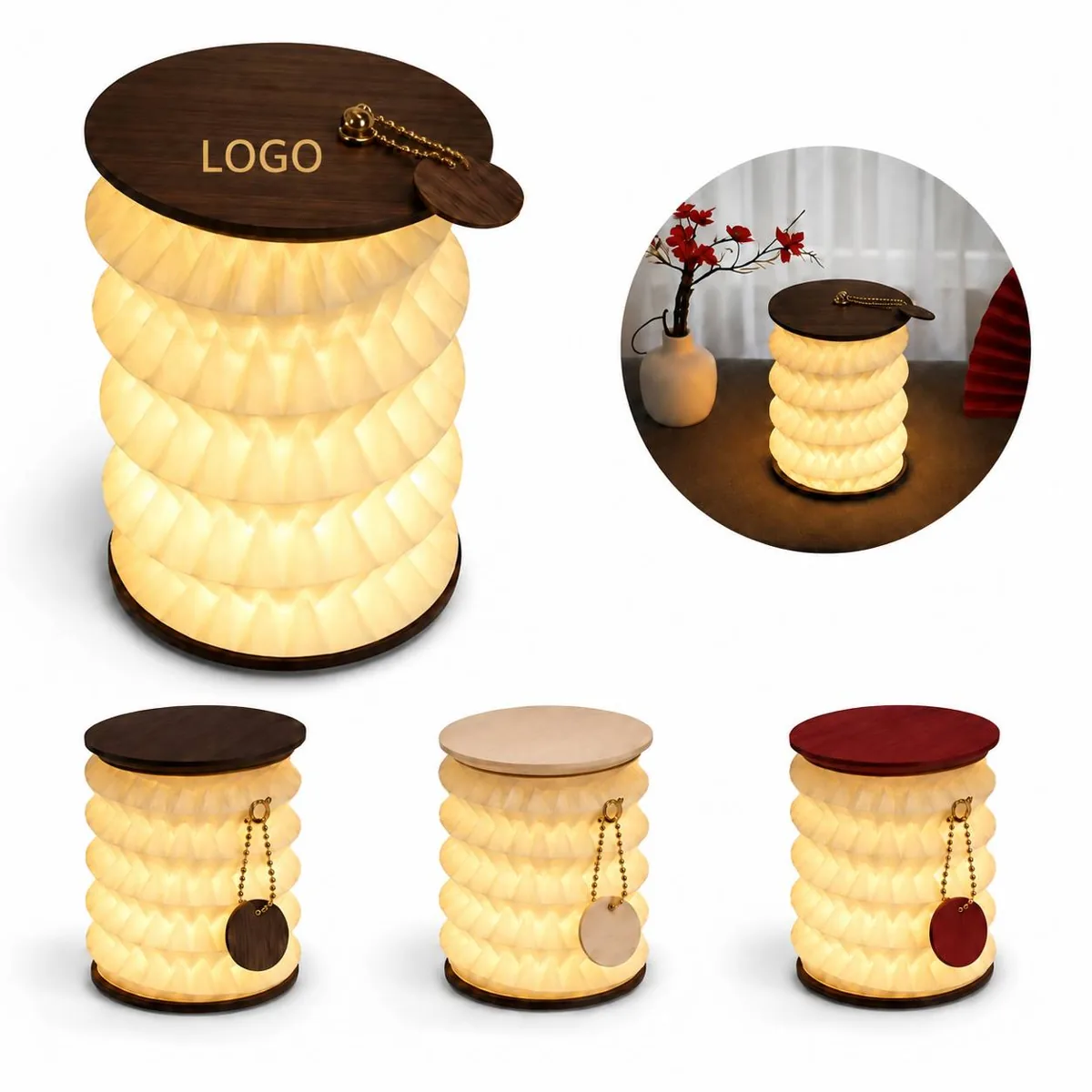 Folding Walnut Desk Lamp with Adjustable Brightness and More