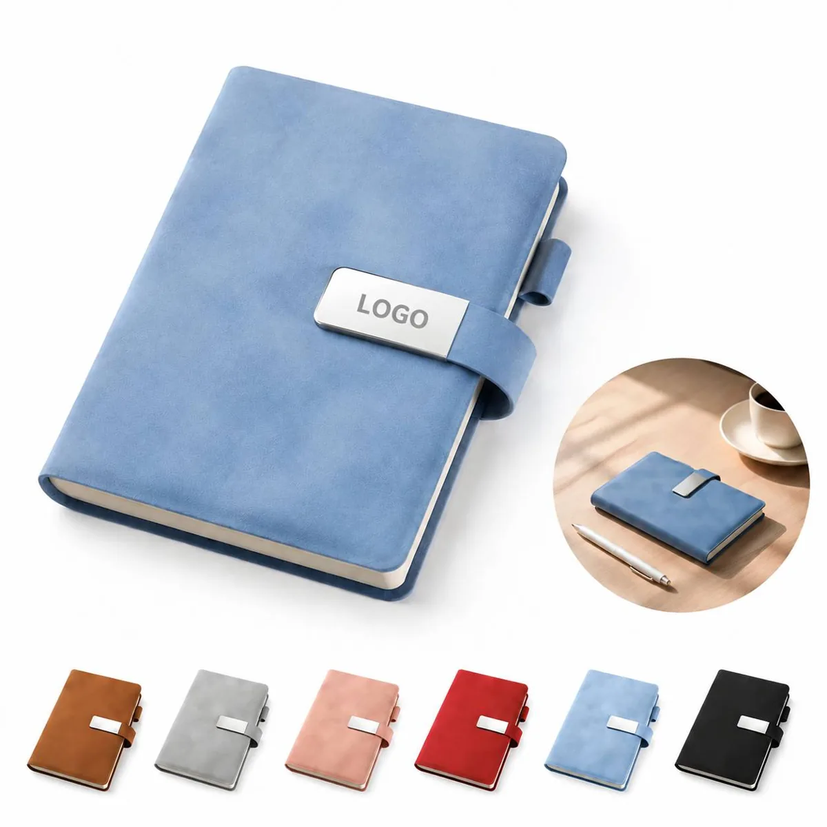 Magnetic A5 Leather Journal, Business Notebook Gift Set