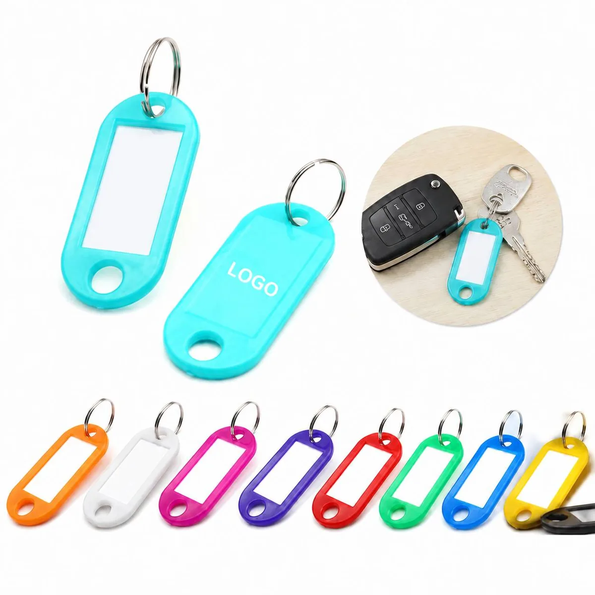 Customizable Plastic Key ID Tag with Key Ring for Luggage,