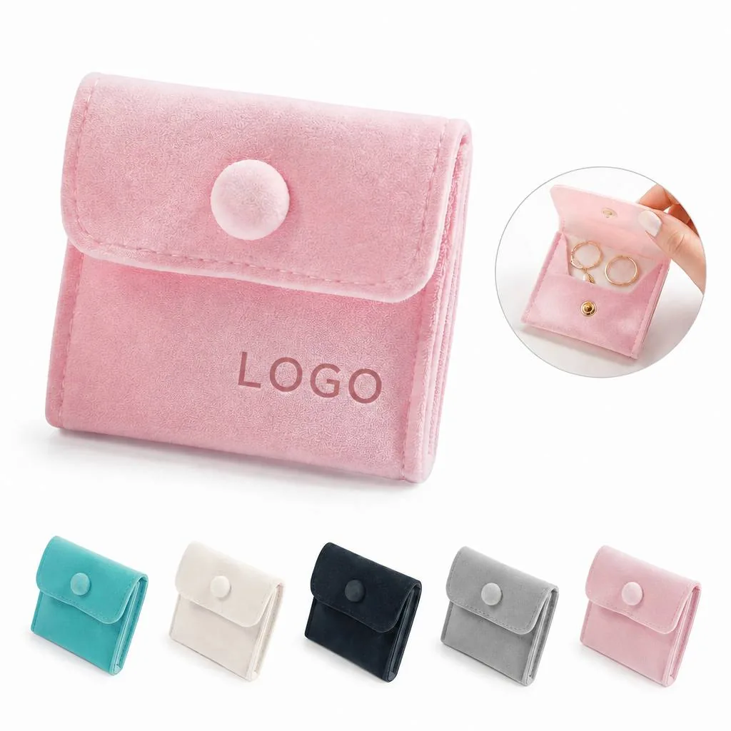 Velvet Jewelry Pouch with Snap Closure, Portable Storage Bag
