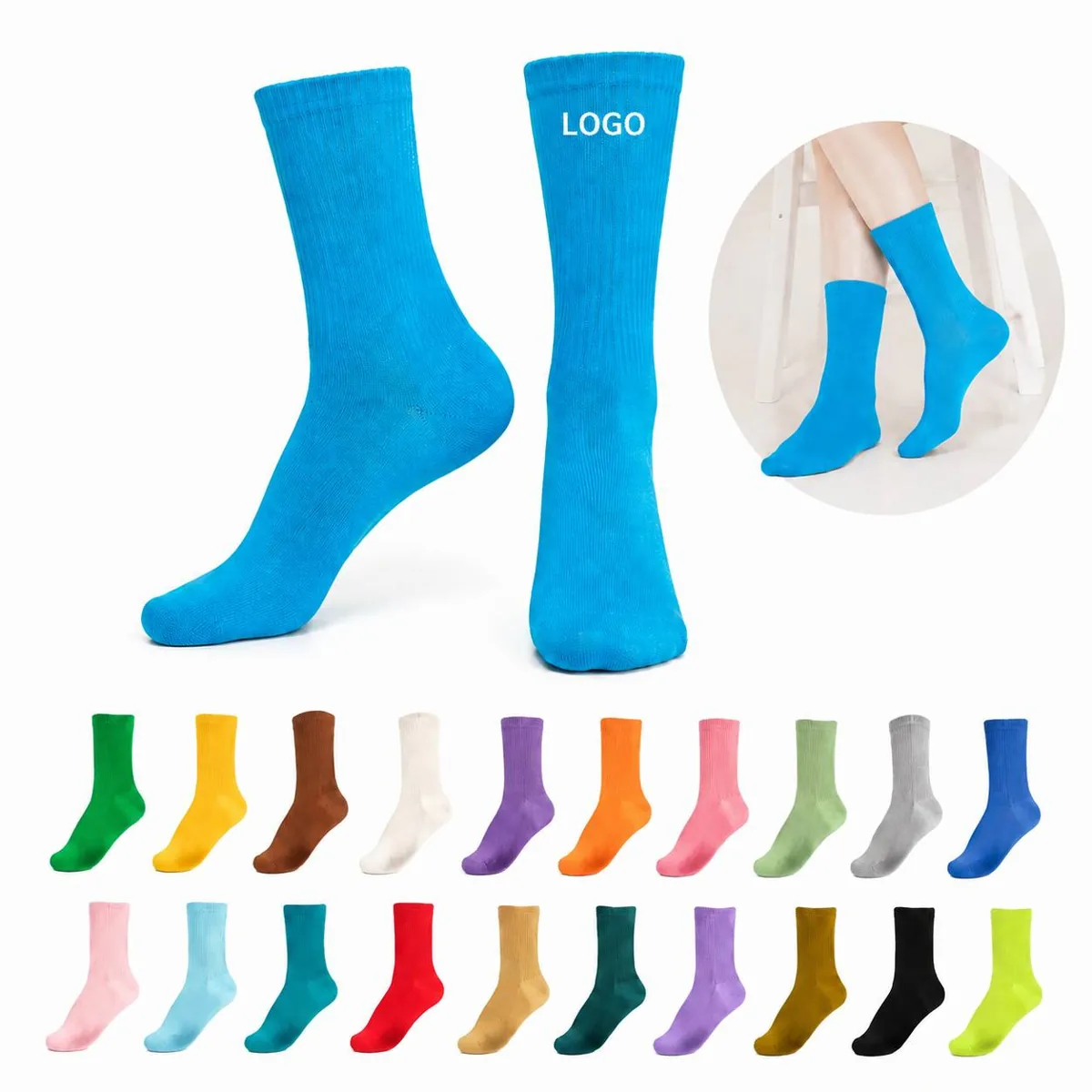Multicolor Combed Cotton Crew Socks for Casual Comfort